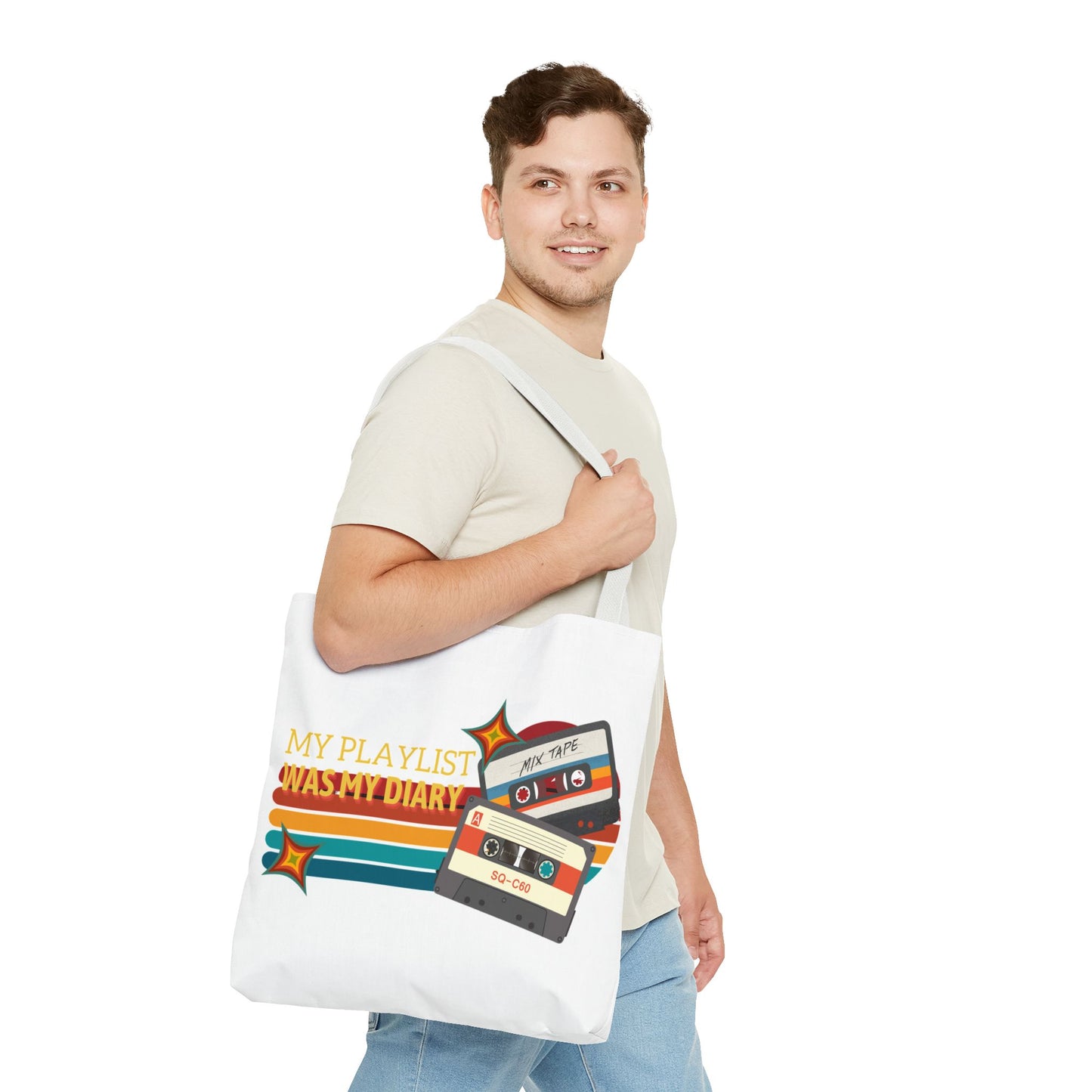 My Playlist Was My Diary – Emotional Era Tote Bag - AOP, Fun and Stylish, Perfect for Music Lovers, Gift for Friends, Everyday Use, Beach Bag, Eco-Friendly - Mixtape Hearts