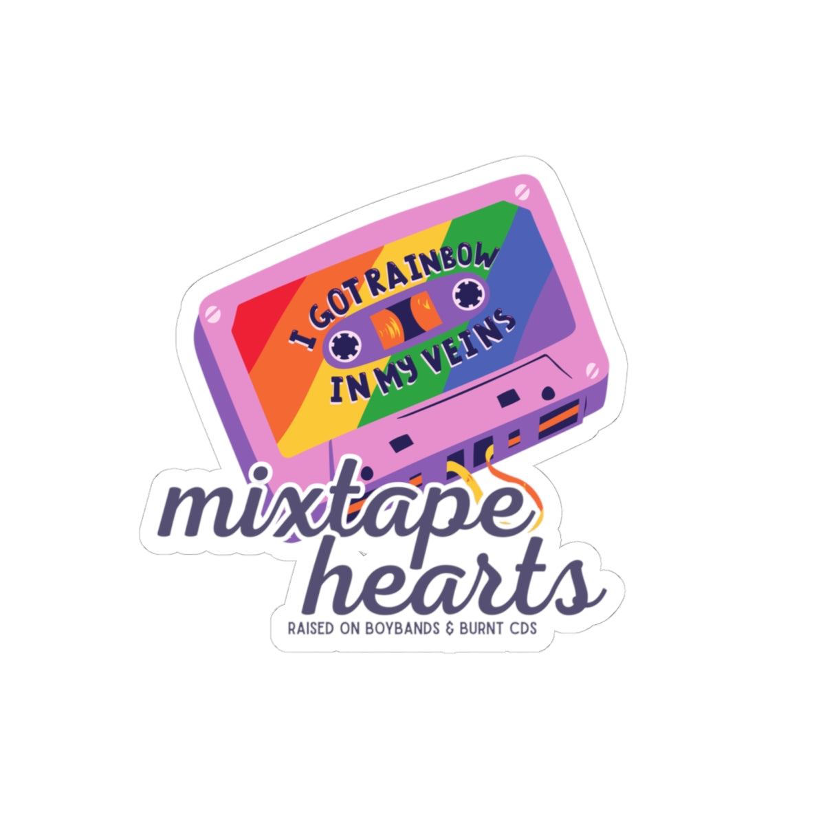 Raised on Boybands & Burnt CDs – Kiss-Cut Sticker