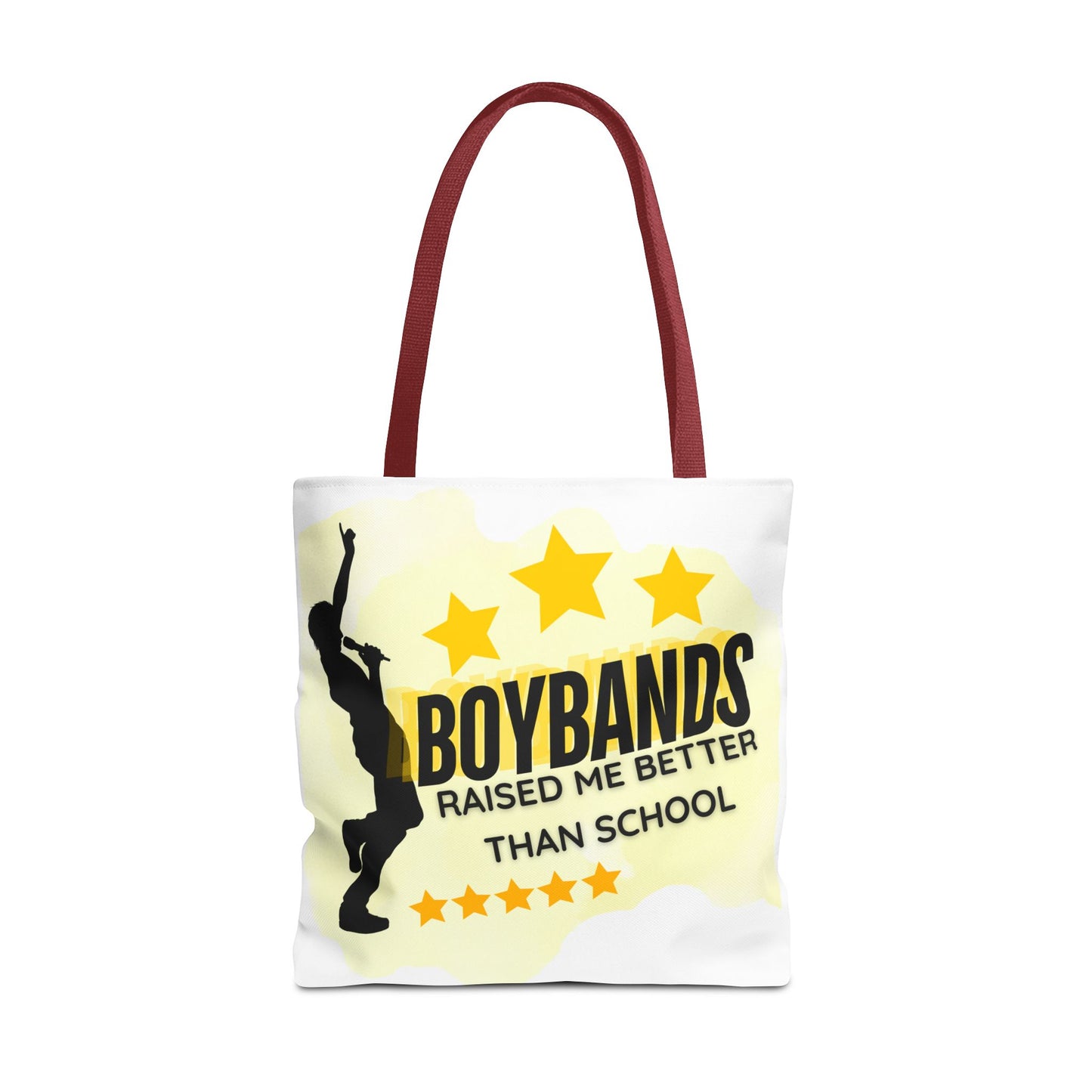 Boybands Raised Me Better Than School – Retro Music Tote, Nostalgic Music Tote, Cute Tote, Gift for Fangirls, Fan Merchandise, Artsy Bag, AOP Design - Mixtape Hearts