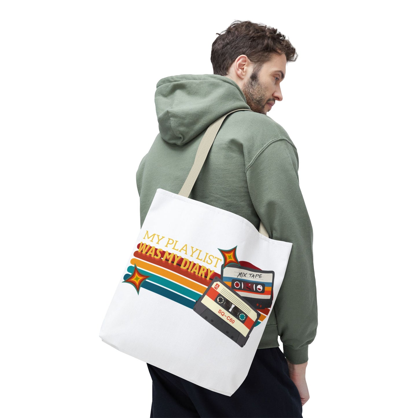 My Playlist Was My Diary – Emotional Era Tote Bag - AOP, Fun and Stylish, Perfect for Music Lovers, Gift for Friends, Everyday Use, Beach Bag, Eco-Friendly - Mixtape Hearts