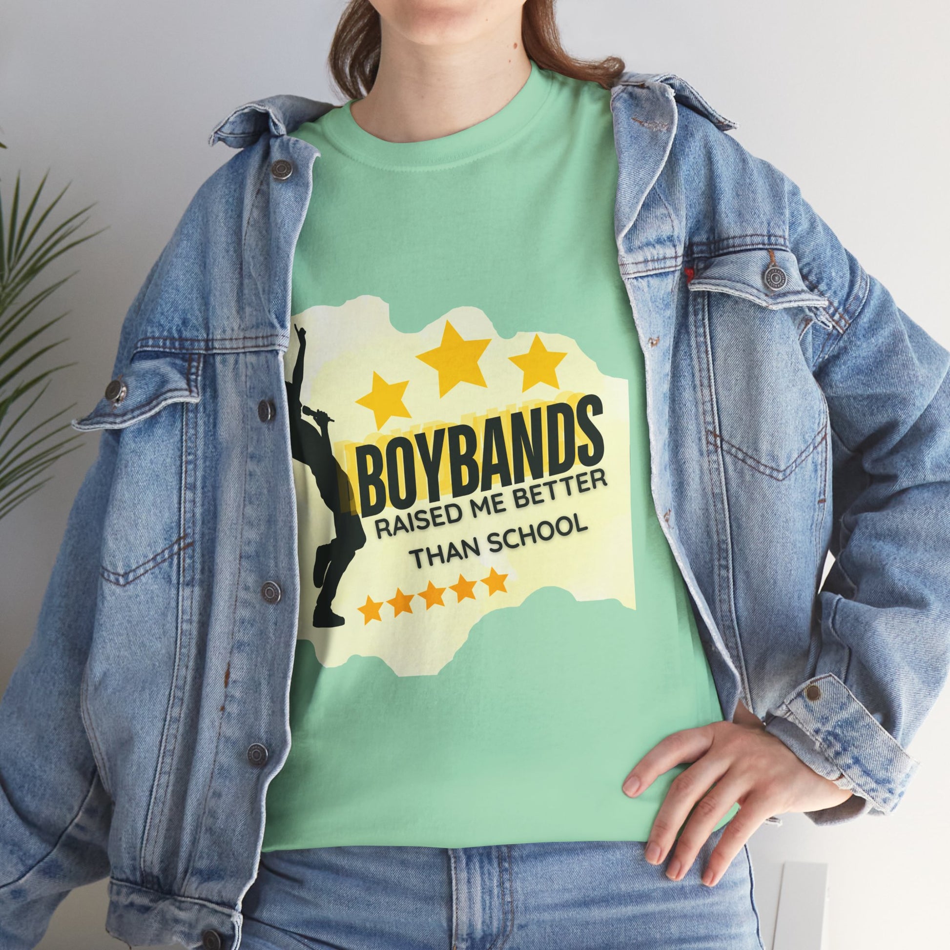 Boybands Raised Me Better Than School – Retro Fan Tee – Retro Pop Music Tee, Casual Tee, Graphic T-Shirt, Gift for Fans, Summer Wear, Everyday Comfort - Mixtape Hearts