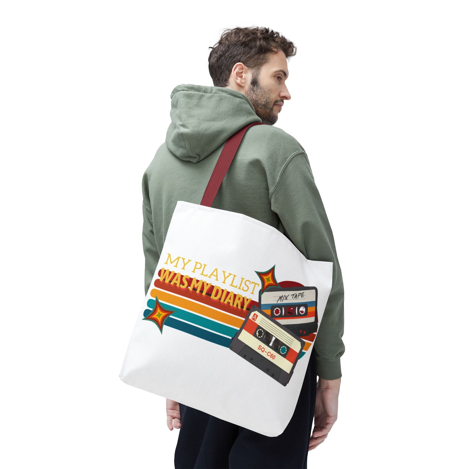 My Playlist Was My Diary – Emotional Era Tote Bag - AOP, Fun and Stylish, Perfect for Music Lovers, Gift for Friends, Everyday Use, Beach Bag, Eco-Friendly - Mixtape Hearts