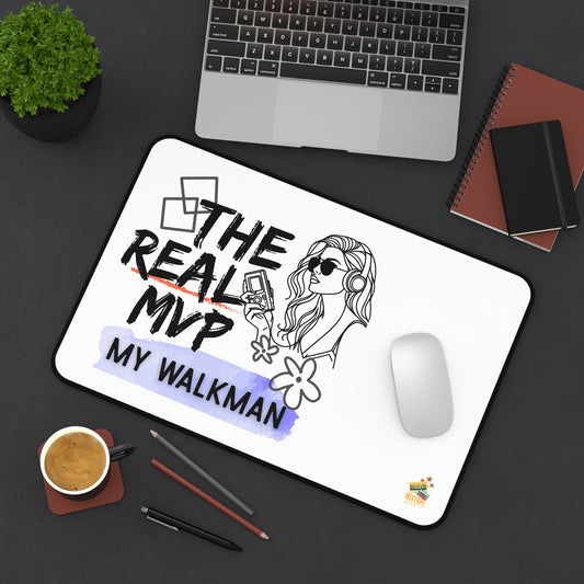 The Real MVP: My Walkman – Retro 90s Desk Mat, Vintage Walkman Design, Cute Office Decor, Gift for Music Lovers, Retro Accessories, Home Workspace - Mixtape Hearts