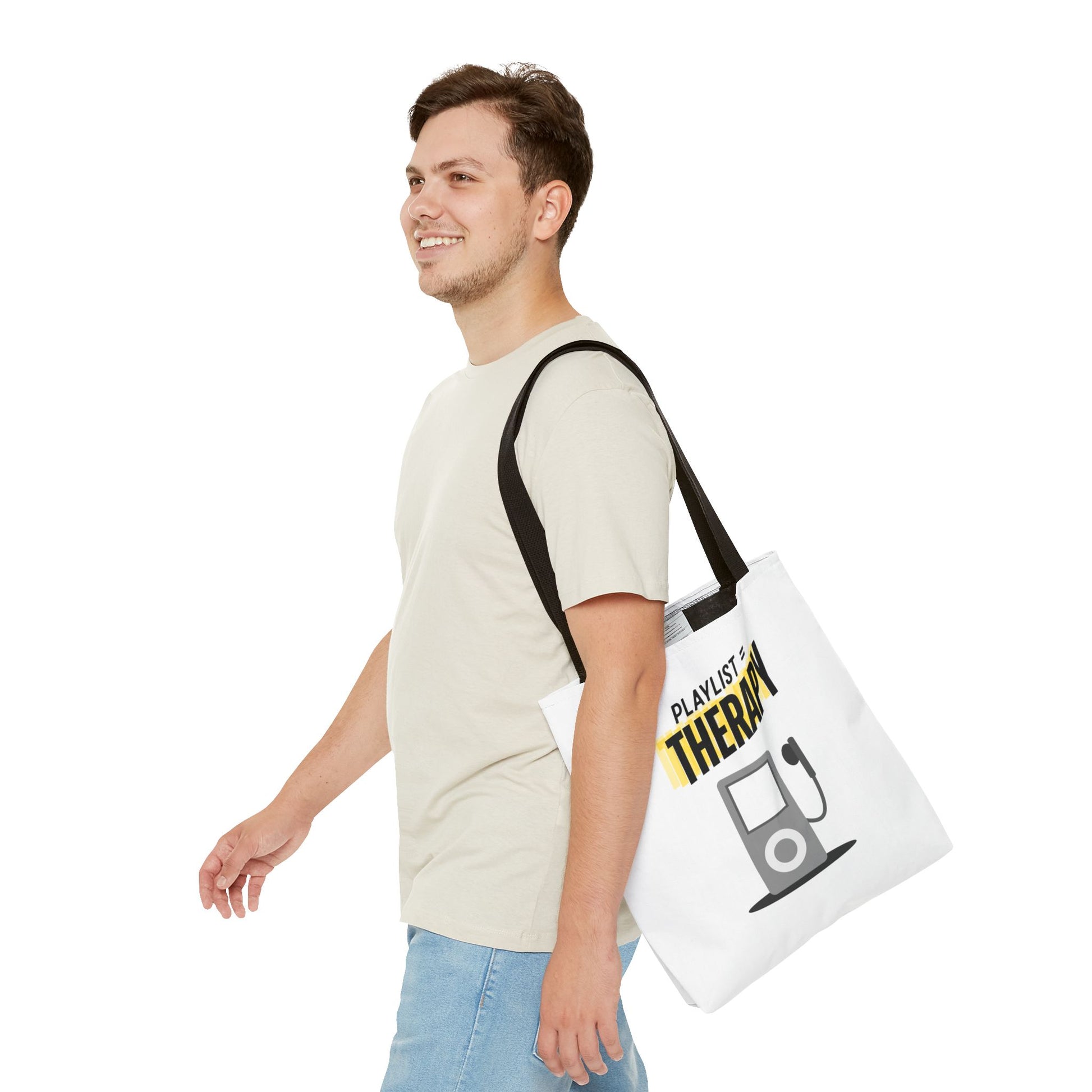 Playlist = Therapy Tote Bag – Nostalgic Music Tote, Cute Tote, Gift for Fangirls, Fan Merchandise, Artsy Bag, AOP Design - Mixtape Hearts