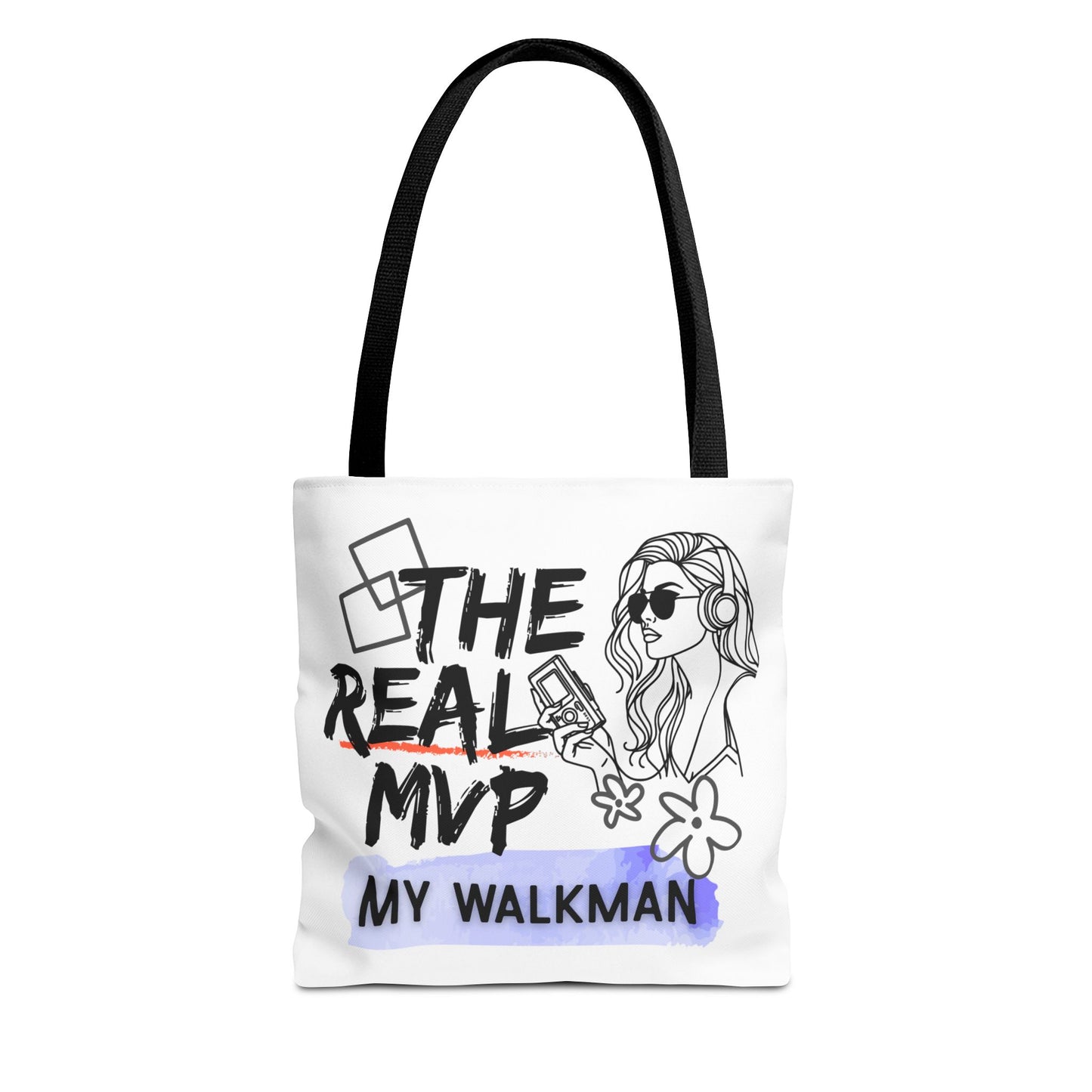 The Real MVP: My Walkman – Cassette Era Tote Bag - AOP, Fun and Stylish, Perfect for Music Lovers, Gift for Friends, Everyday Use, Beach Bag, Eco-Friendly - Mixtape Hearts