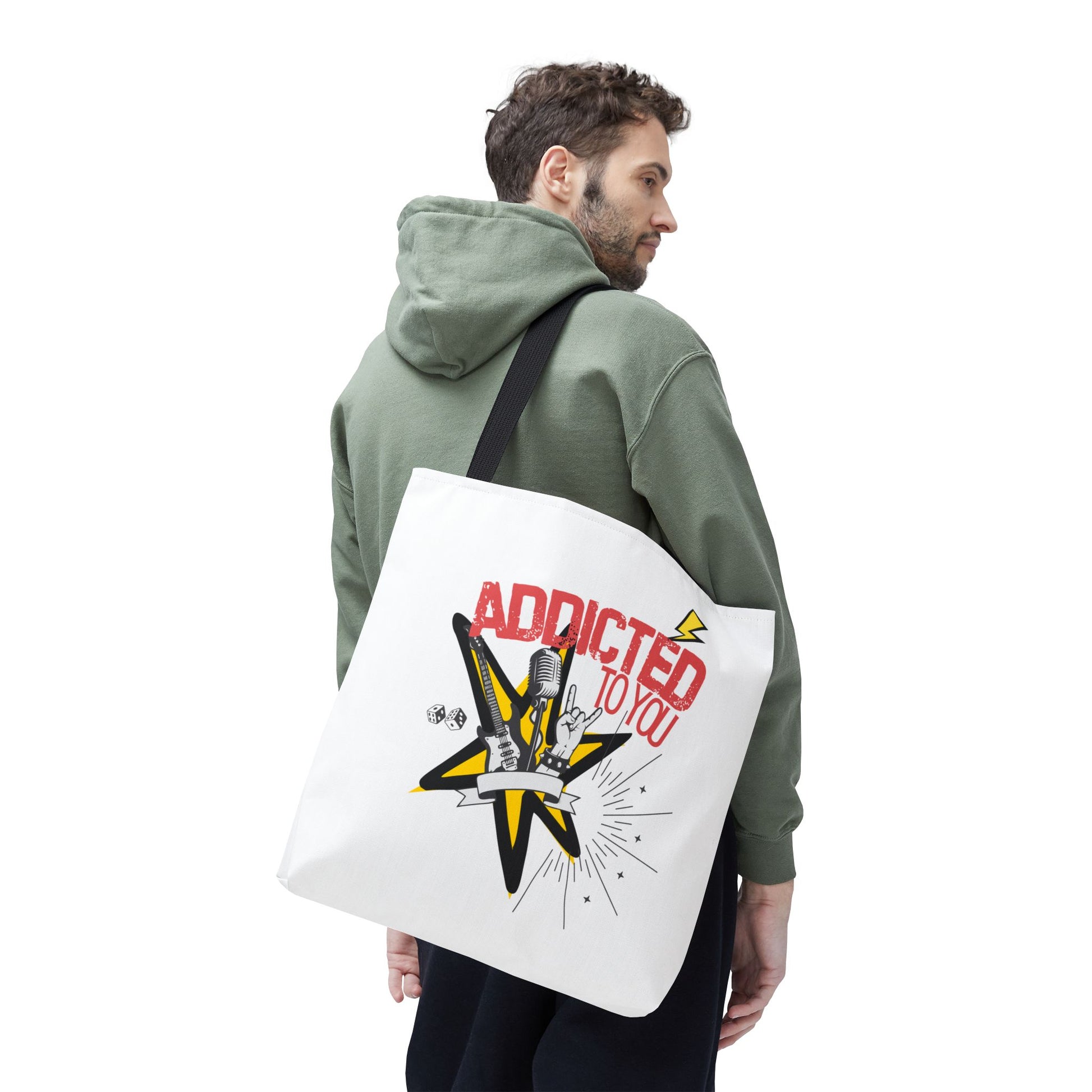 "Addicted to You" – Emotional Baggage Carry-All Tote | Pop Art Style, Gift for Music Lovers, Stylish Canvas Bag for Shopping, Fun Everyday Use, Unique [...] - Mixtape Hearts