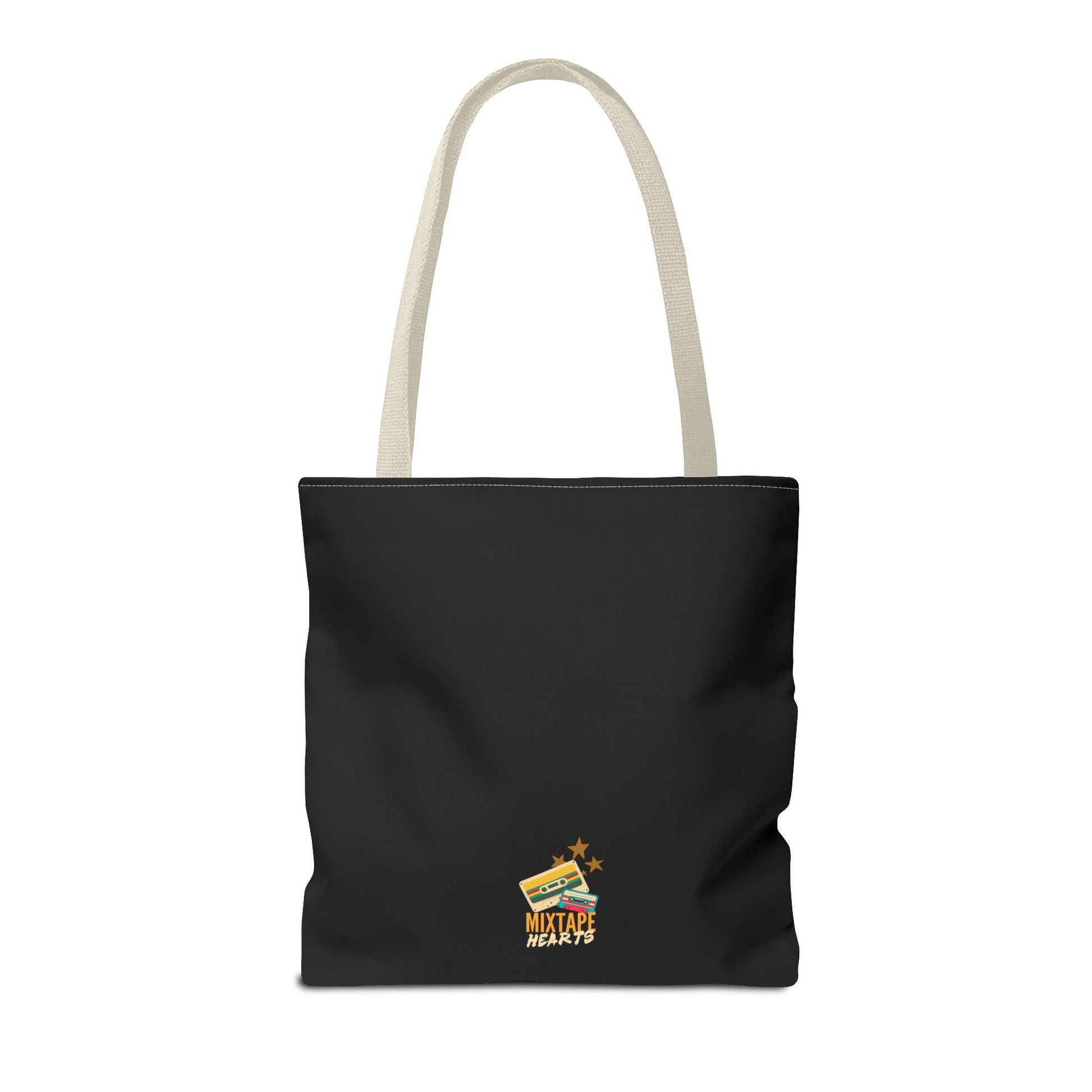 Raised on Boybands & Burnt CDs Tote Bag – Nostalgic Music Tote, Cute Tote, Gift for Fangirls, Fan Merchandise, Artsy Bag, AOP Design - Mixtape Hearts