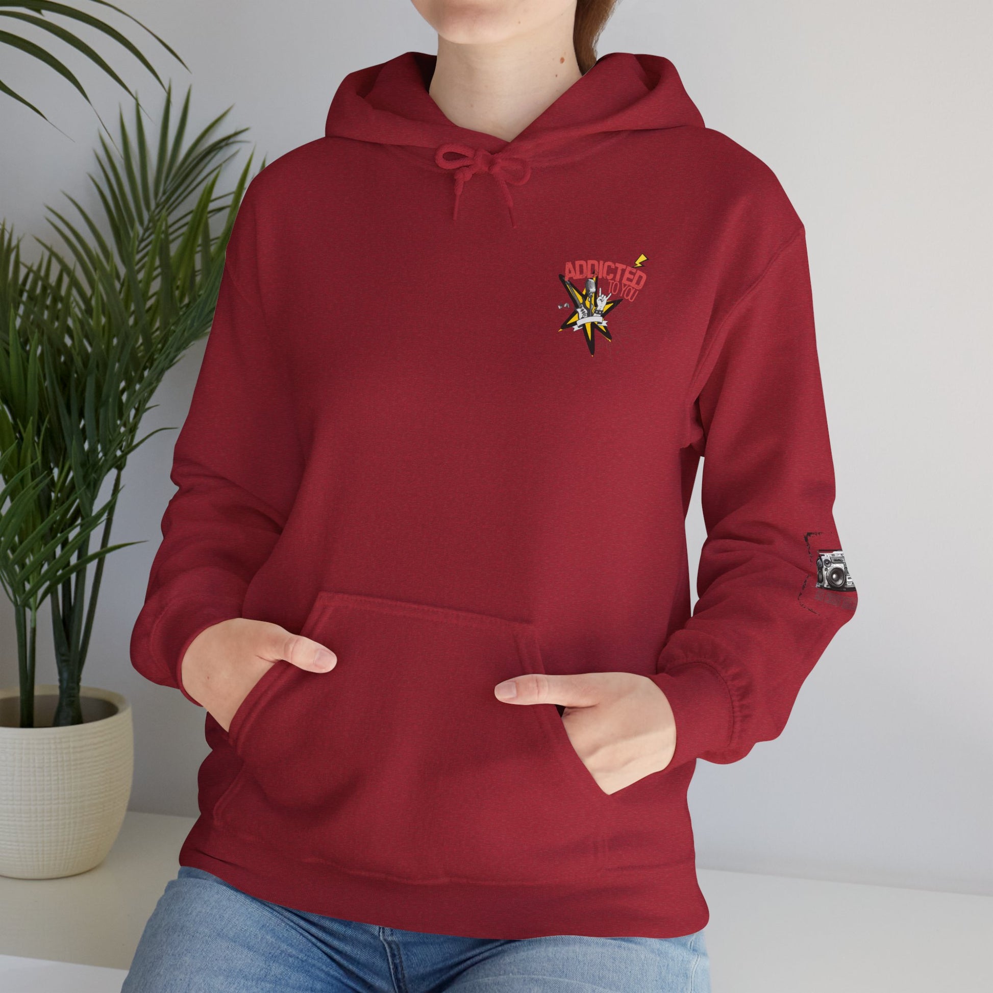 "Addicted to You" – Hoodie for the Lovesick & Lyrical - Addicted to You, Cute Gift for Her, Stylish Streetwear, Cozy Layering Piece, Unique Graphic Hoodie - Mixtape Hearts