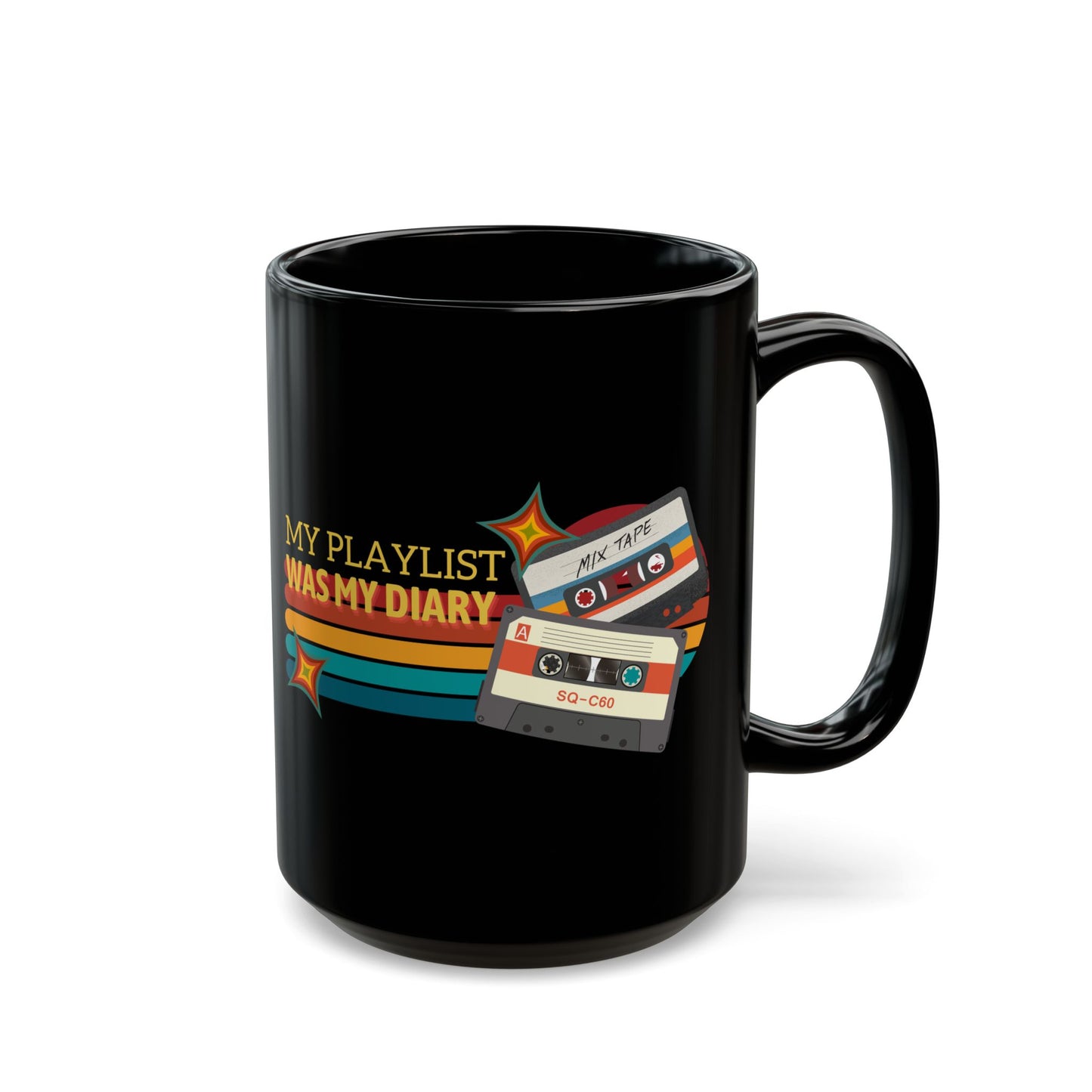My Playlist Was My Diary – Retro Music Lover Mug- Perfect Gift for Music Lovers, Coffee Enthusiasts, Rock Music Fans, Birthday, Valentine's Day, Home Office Decor - Mixtape Hearts