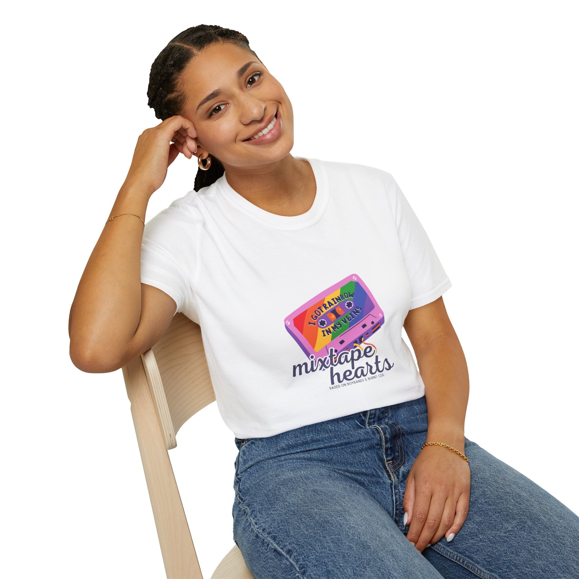 Raised on Boybands & Burnt CDs – Unisex T-Shirt– 90s Nostalgia Unisex Tee| Gift for Walkman Fans, Vintage Style Tee, Casual Wear, Concert Outfit, Unisex Apparel - Mixtape Hearts