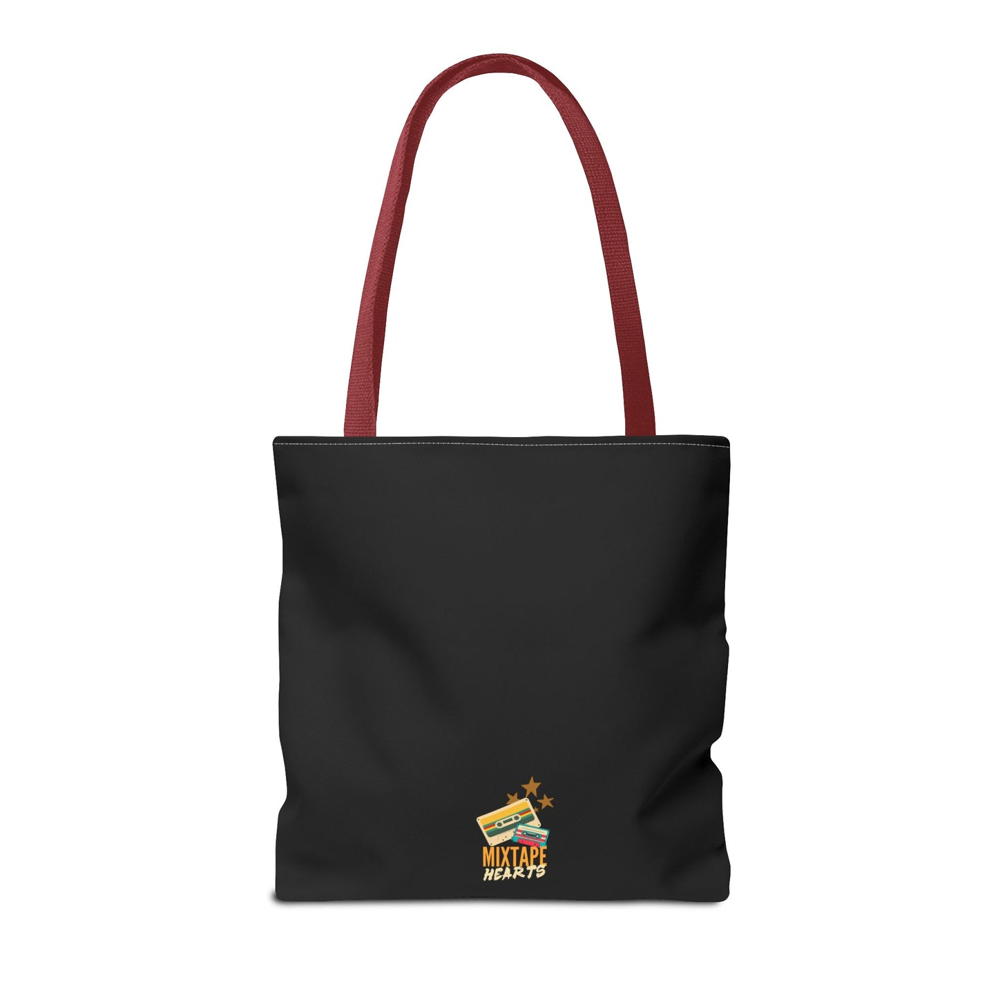 Raised on Boybands & Burnt CDs Tote Bag – Nostalgic Music Tote, Cute Tote, Gift for Fangirls, Fan Merchandise, Artsy Bag, AOP Design - Mixtape Hearts