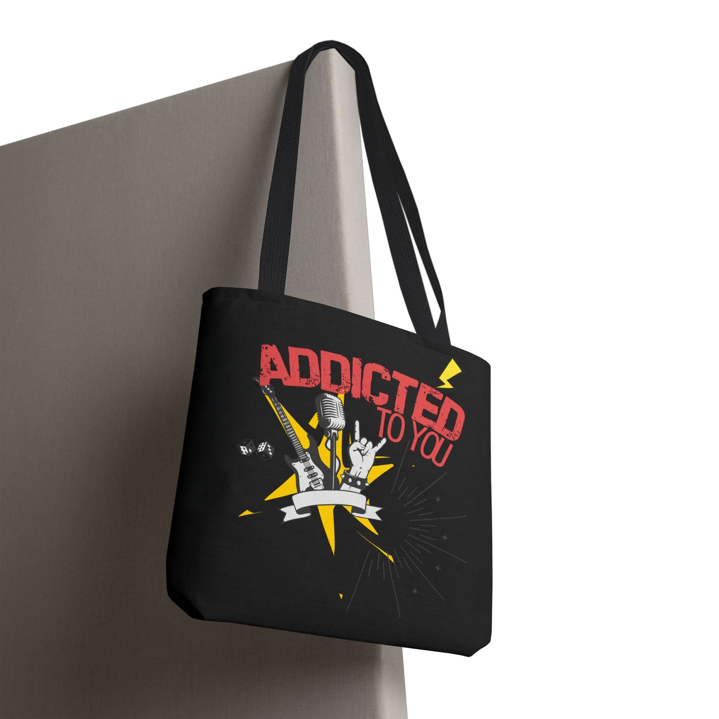 "Addicted to You" – Emotional Baggage Carry-All Tote, Music Lover Gift, Rock & Roll Style, Concert Tote, Gift for Him/Her, Festival Essentials - Mixtape Hearts