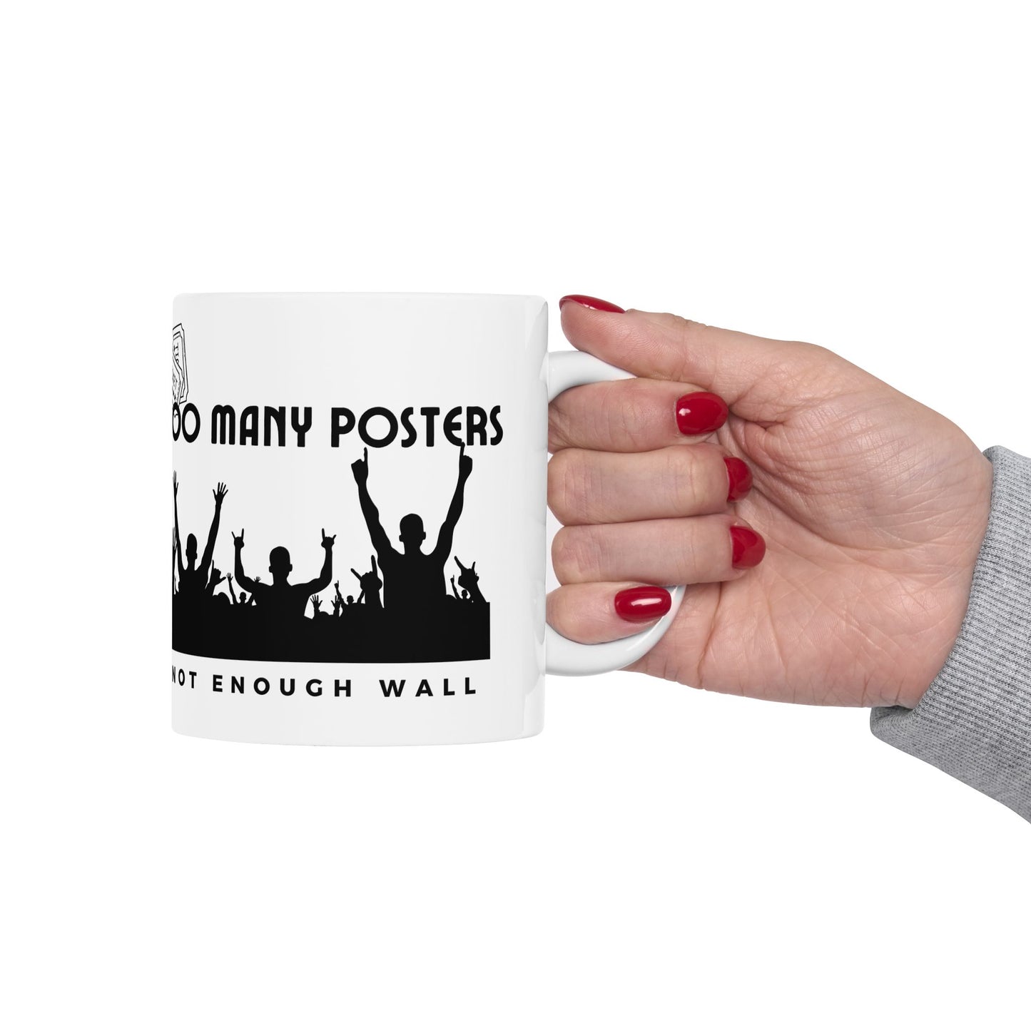 Too Many Posters, Not Enough Wall – Nostalgic Fangirl Mug– Vintage 90s Coffee Mug - Fun Coffee Cup for Moms, Gifts for Mother's Day, Personalized Drinkware, Funny Mama Mug, Everyday Use - Mixtape Hearts