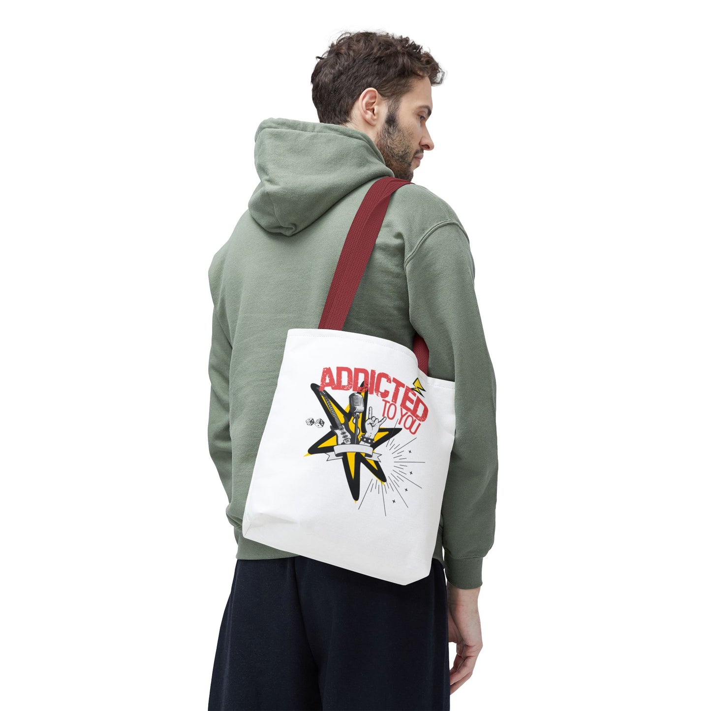 "Addicted to You" – Emotional Baggage Carry-All Tote | Pop Art Style, Gift for Music Lovers, Stylish Canvas Bag for Shopping, Fun Everyday Use, Unique [...] - Mixtape Hearts
