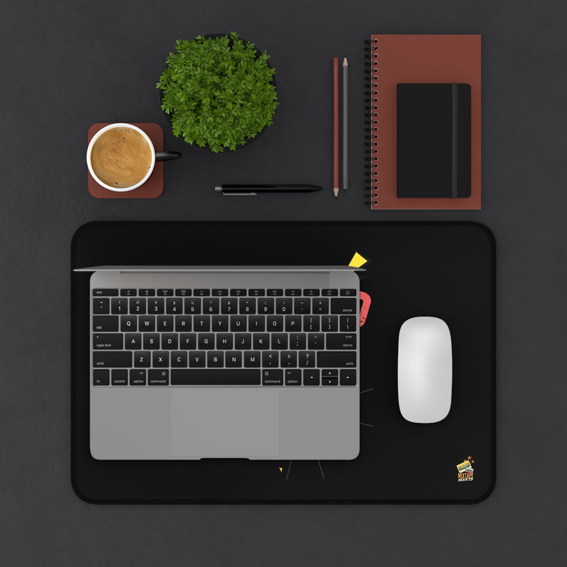 "Addicted to You" – Desktop Drama Mat| Music Lover Gift | Home Office Decor | Gamer's Desk Accessories | Music Theme - Mixtape Hearts