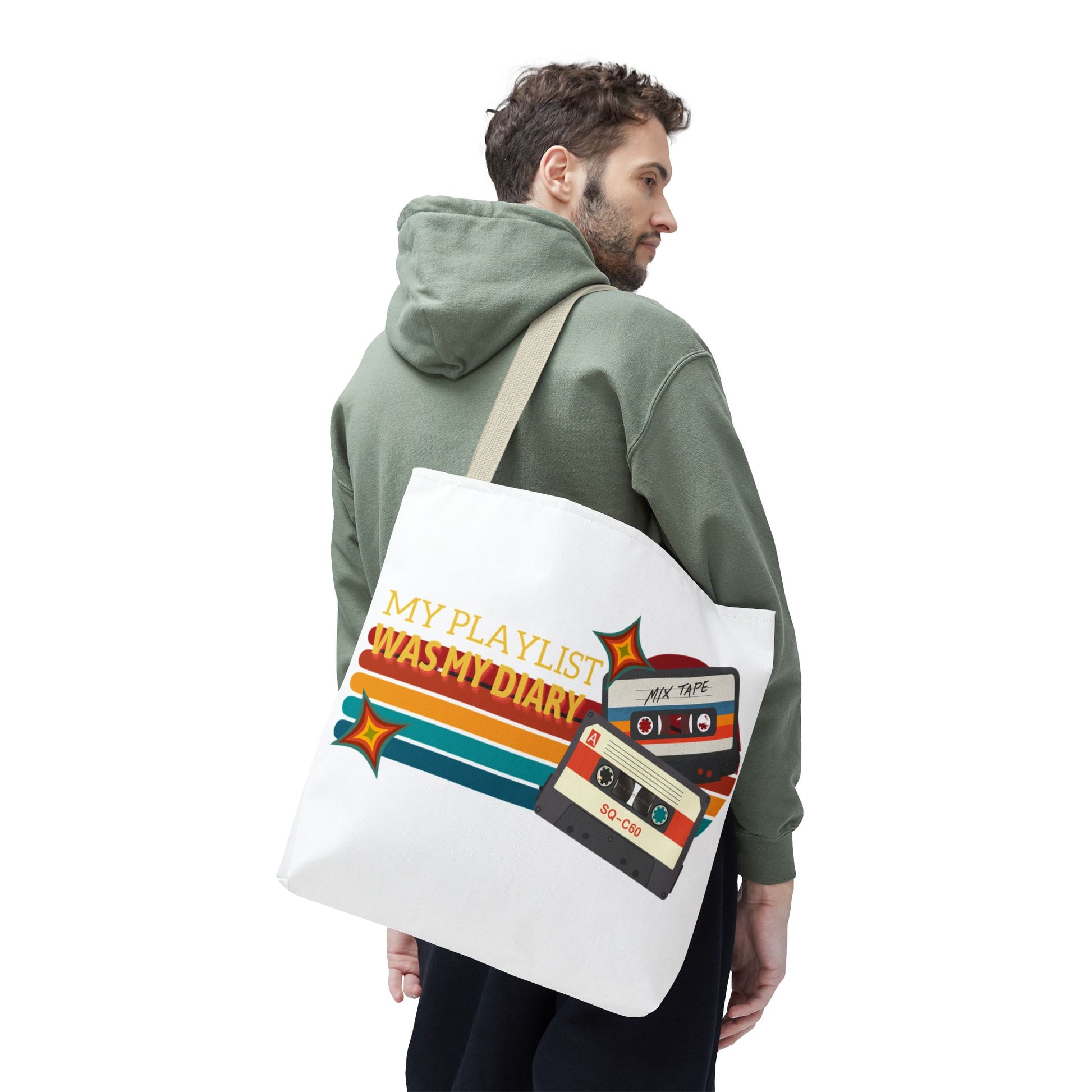 My Playlist Was My Diary – Emotional Era Tote Bag - AOP, Fun and Stylish, Perfect for Music Lovers, Gift for Friends, Everyday Use, Beach Bag, Eco-Friendly - Mixtape Hearts