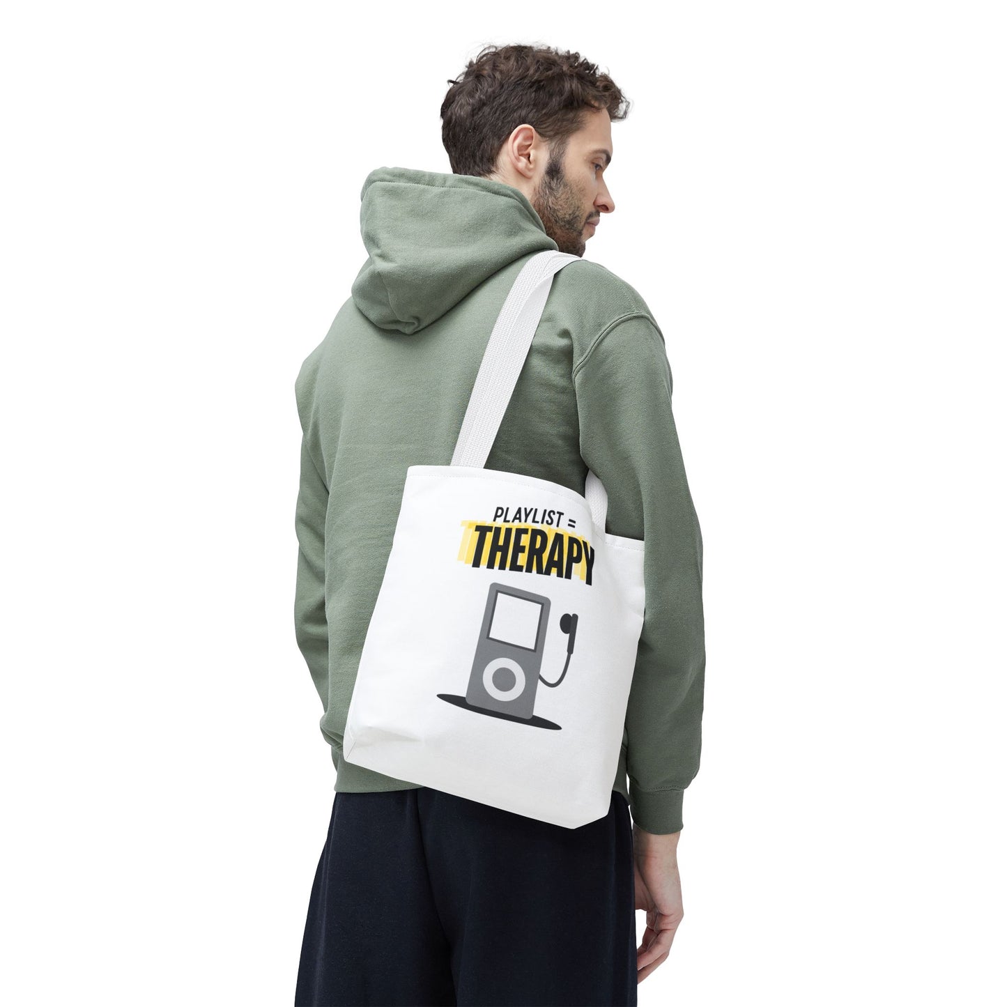 Playlist = Therapy Tote Bag – Nostalgic Music Tote, Cute Tote, Gift for Fangirls, Fan Merchandise, Artsy Bag, AOP Design - Mixtape Hearts