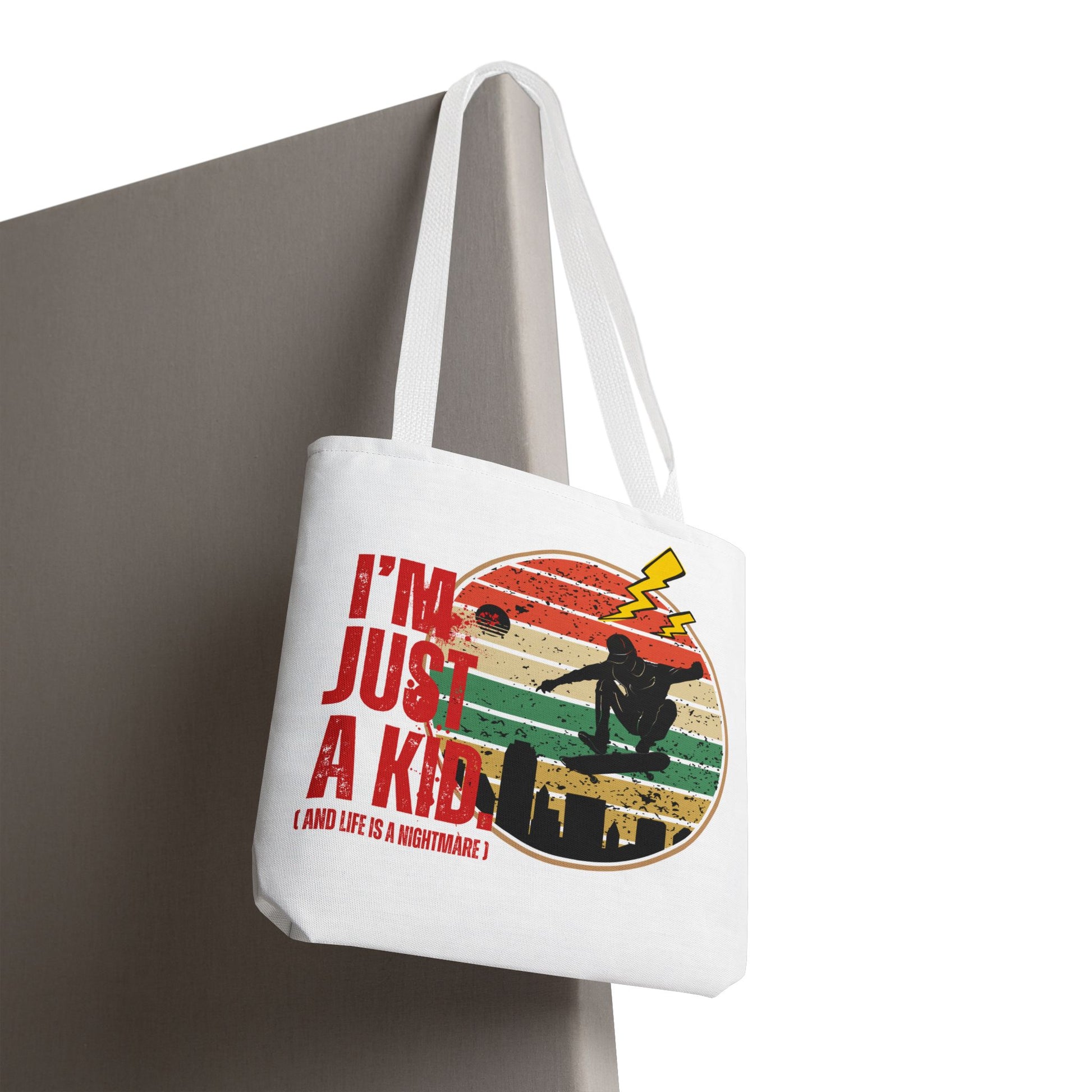 I’m Just a Kid Tote Bag – 2000s Pop Punk Aesthetic Canvas Bag for Emo Fans, Fun Eco-Friendly Bag for Kids, Perfect for School, Beach, or Everyday Adventures - Mixtape Hearts