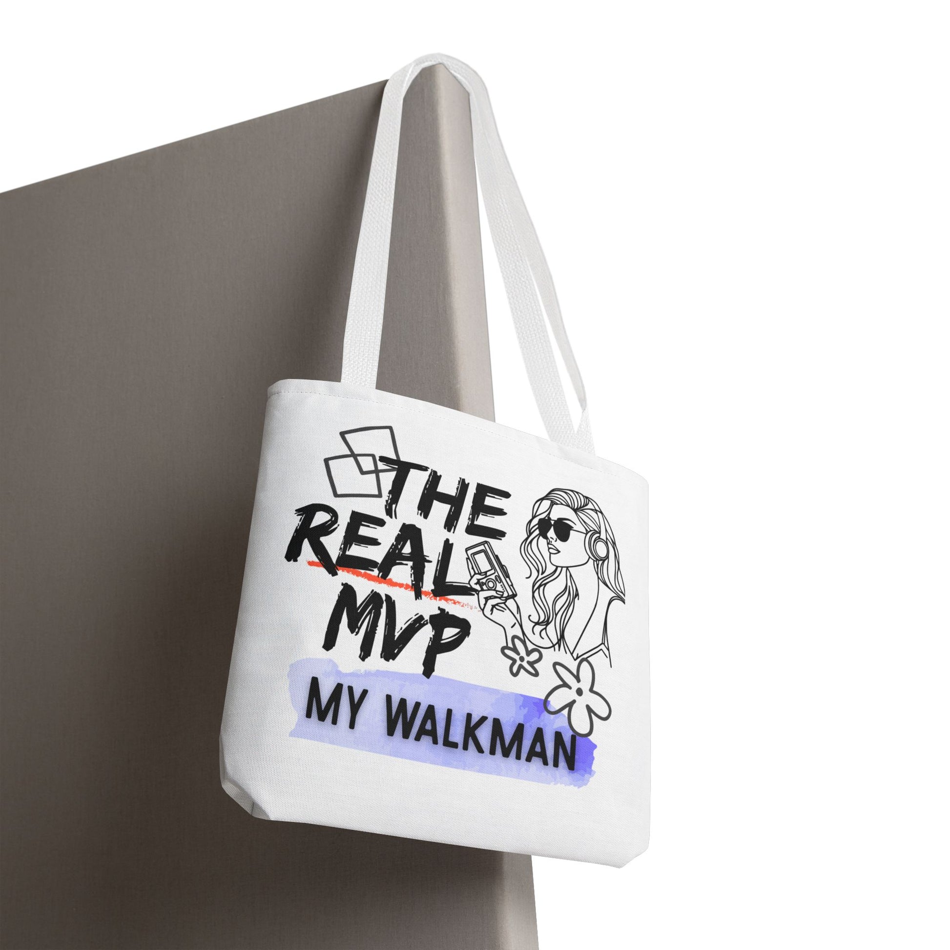 The Real MVP: My Walkman – Cassette Era Tote Bag - AOP, Fun and Stylish, Perfect for Music Lovers, Gift for Friends, Everyday Use, Beach Bag, Eco-Friendly - Mixtape Hearts