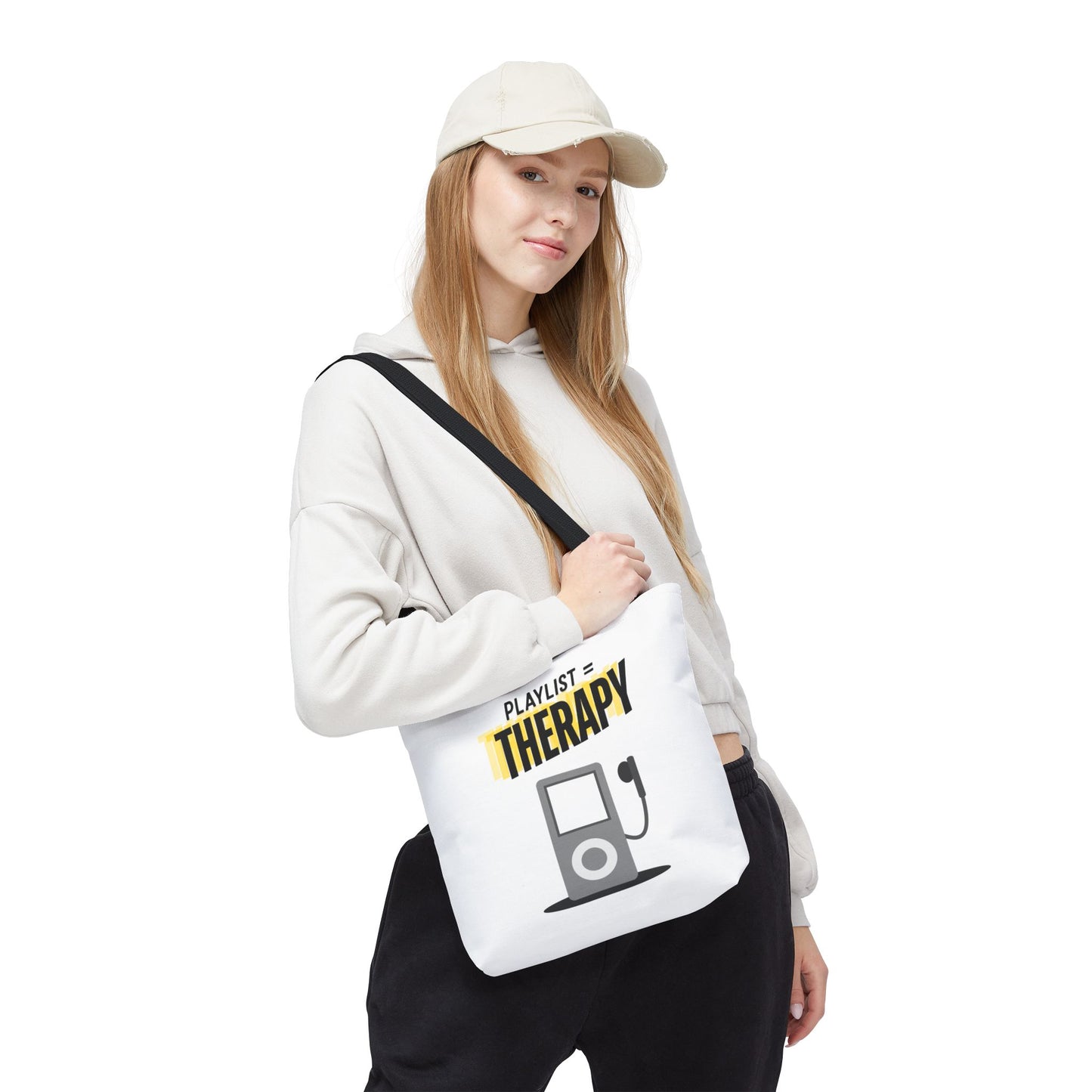 Playlist = Therapy Tote Bag – Nostalgic Music Tote, Cute Tote, Gift for Fangirls, Fan Merchandise, Artsy Bag, AOP Design - Mixtape Hearts