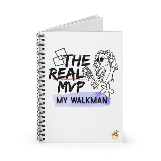 The Real MVP: My Walkman – Retro Vibes Notebook - Vintage Music Lover, Journal, Notepad, Gift for Students, Cute Office Supplies, Retro Design - Mixtape Hearts