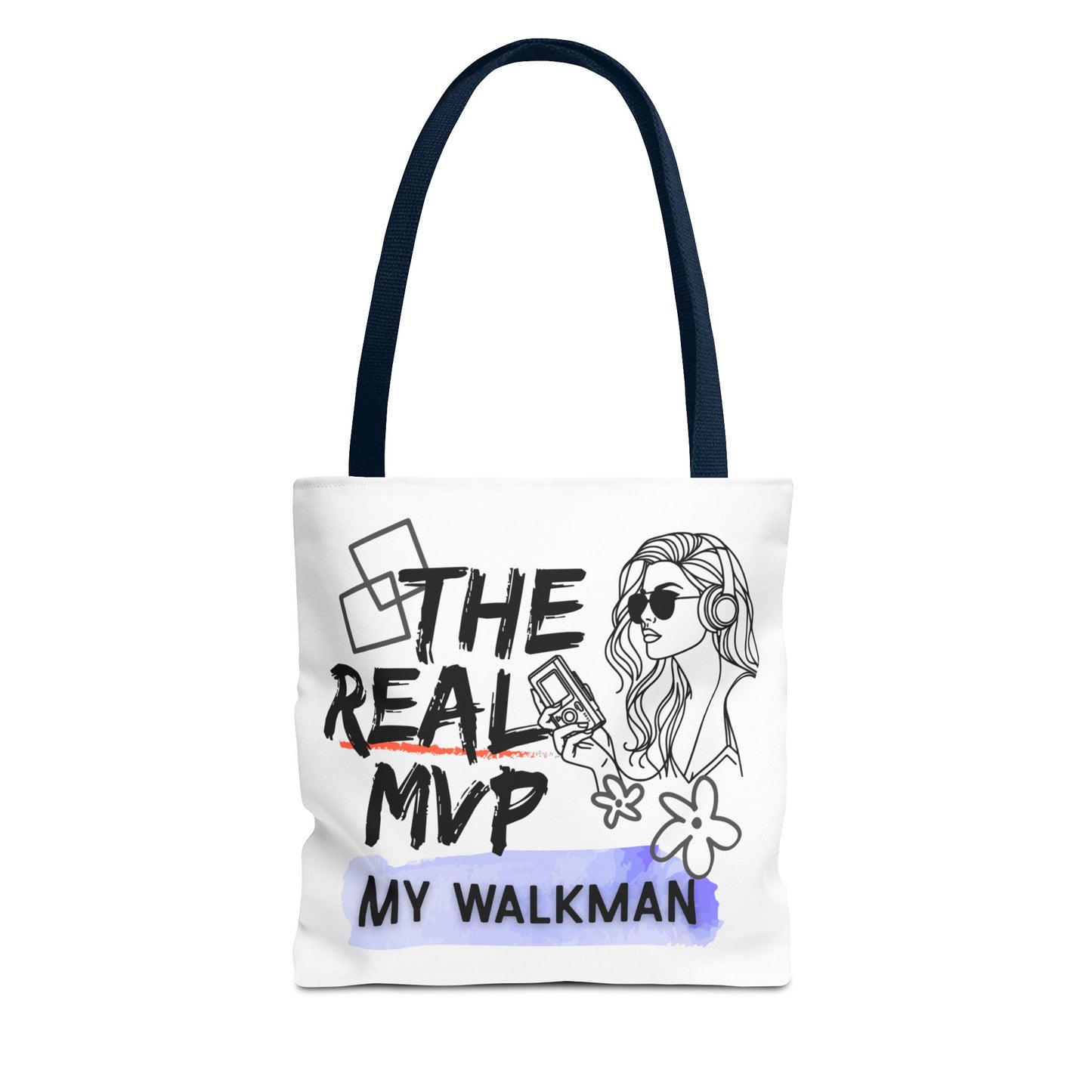 The Real MVP: My Walkman – Cassette Era Tote Bag - AOP, Fun and Stylish, Perfect for Music Lovers, Gift for Friends, Everyday Use, Beach Bag, Eco-Friendly - Mixtape Hearts