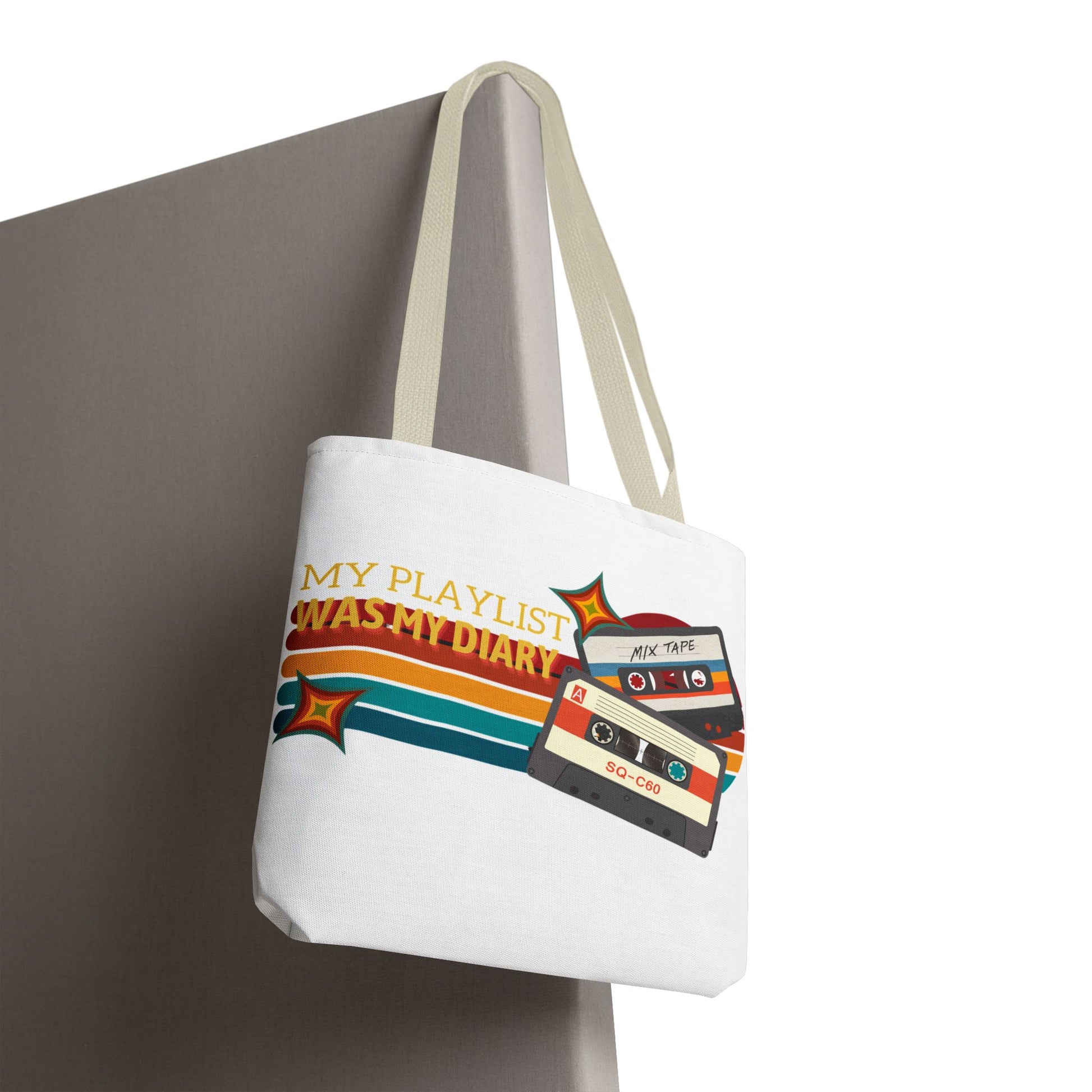 My Playlist Was My Diary – Emotional Era Tote Bag - AOP, Fun and Stylish, Perfect for Music Lovers, Gift for Friends, Everyday Use, Beach Bag, Eco-Friendly - Mixtape Hearts