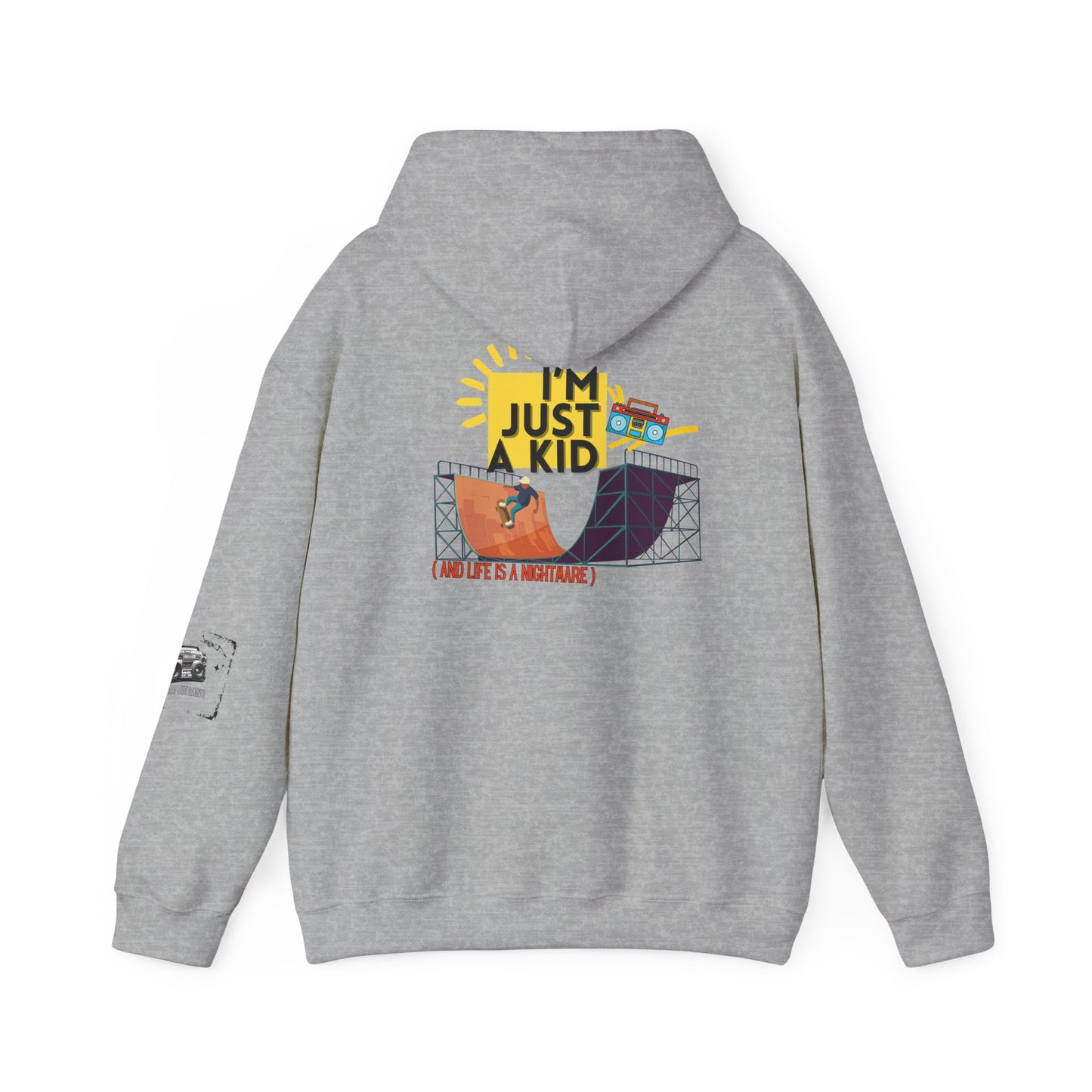 "I’m Just a Kid" Oversized Pop Punk Hoodie - Unisex Heavy Blend™ | Fun Graphic Sweatshirt, Youth Streetwear, Gifts for Boys & Girls, Birthday, Everyday Wear - Mixtape Hearts