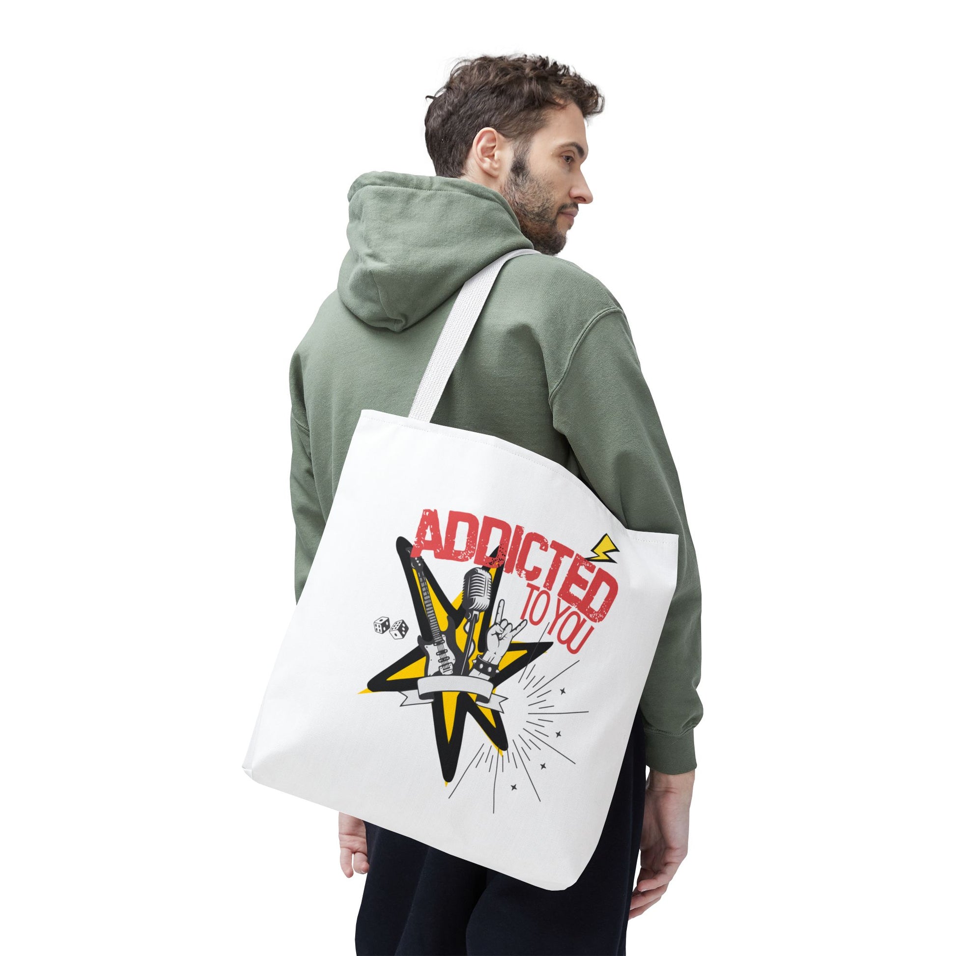 "Addicted to You" – Emotional Baggage Carry-All Tote | Pop Art Style, Gift for Music Lovers, Stylish Canvas Bag for Shopping, Fun Everyday Use, Unique [...] - Mixtape Hearts