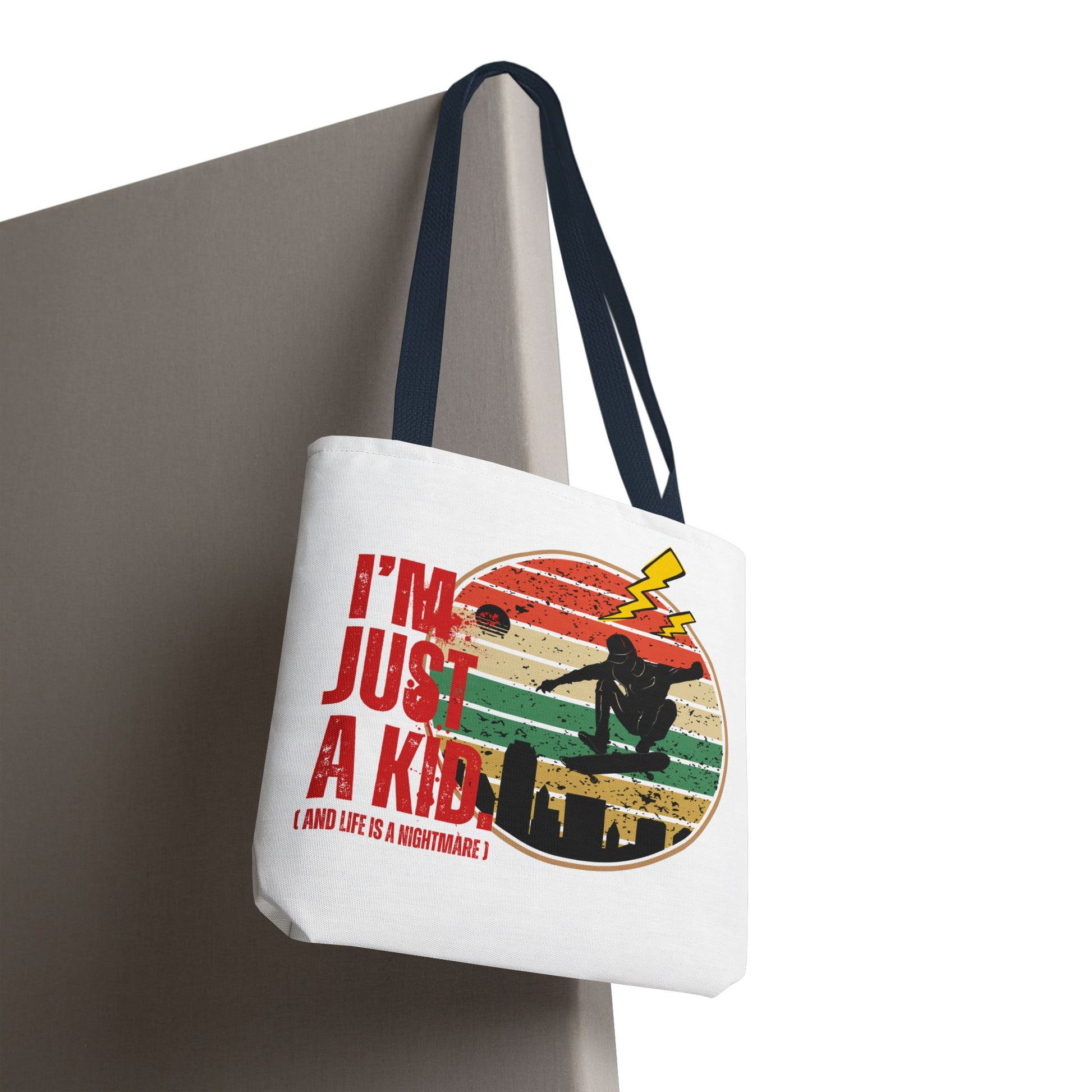 I’m Just a Kid Tote Bag – 2000s Pop Punk Aesthetic Canvas Bag for Emo Fans, Fun Eco-Friendly Bag for Kids, Perfect for School, Beach, or Everyday Adventures - Mixtape Hearts