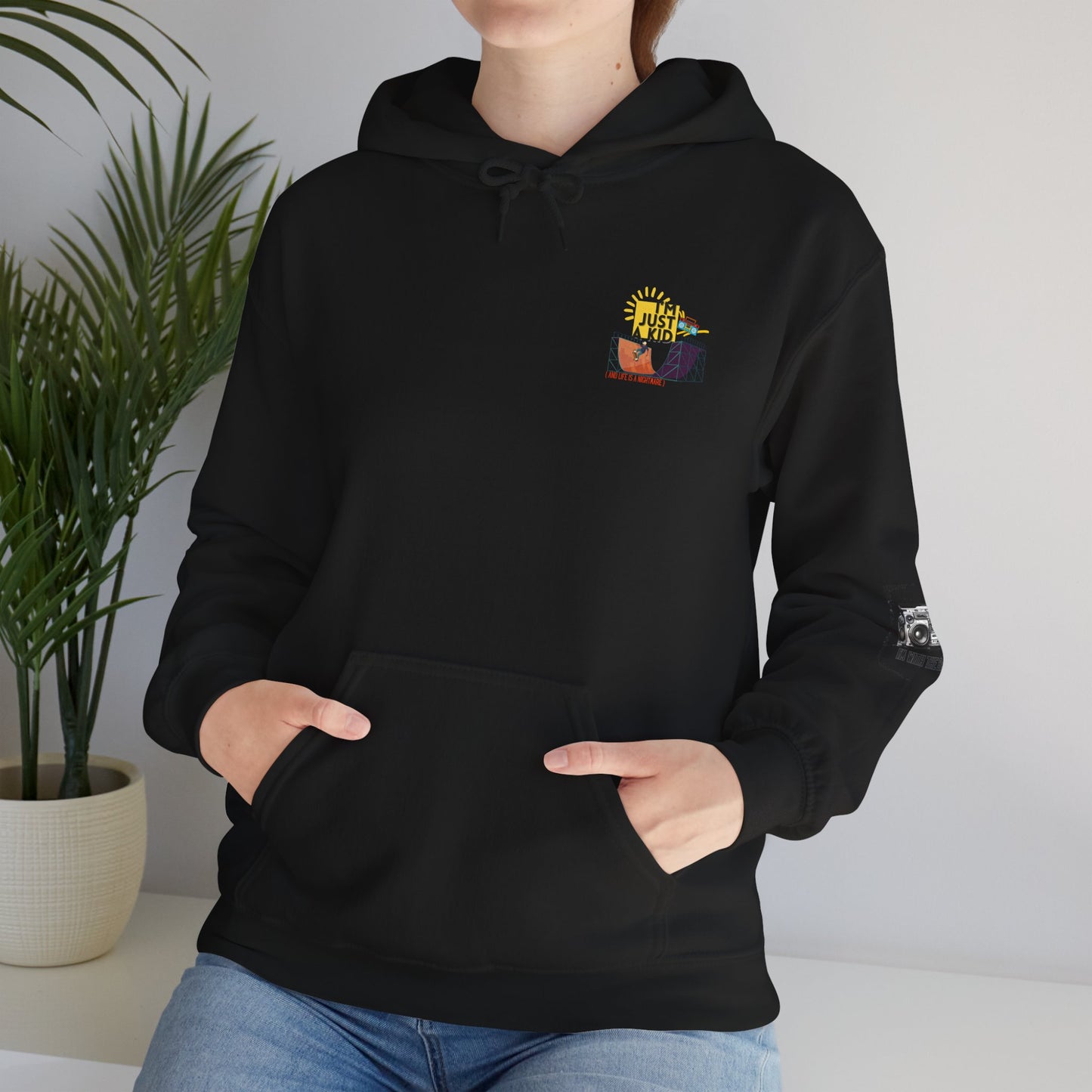 "I’m Just a Kid" Oversized Pop Punk Hoodie - Unisex Heavy Blend™ | Fun Graphic Sweatshirt, Youth Streetwear, Gifts for Boys & Girls, Birthday, Everyday Wear - Mixtape Hearts
