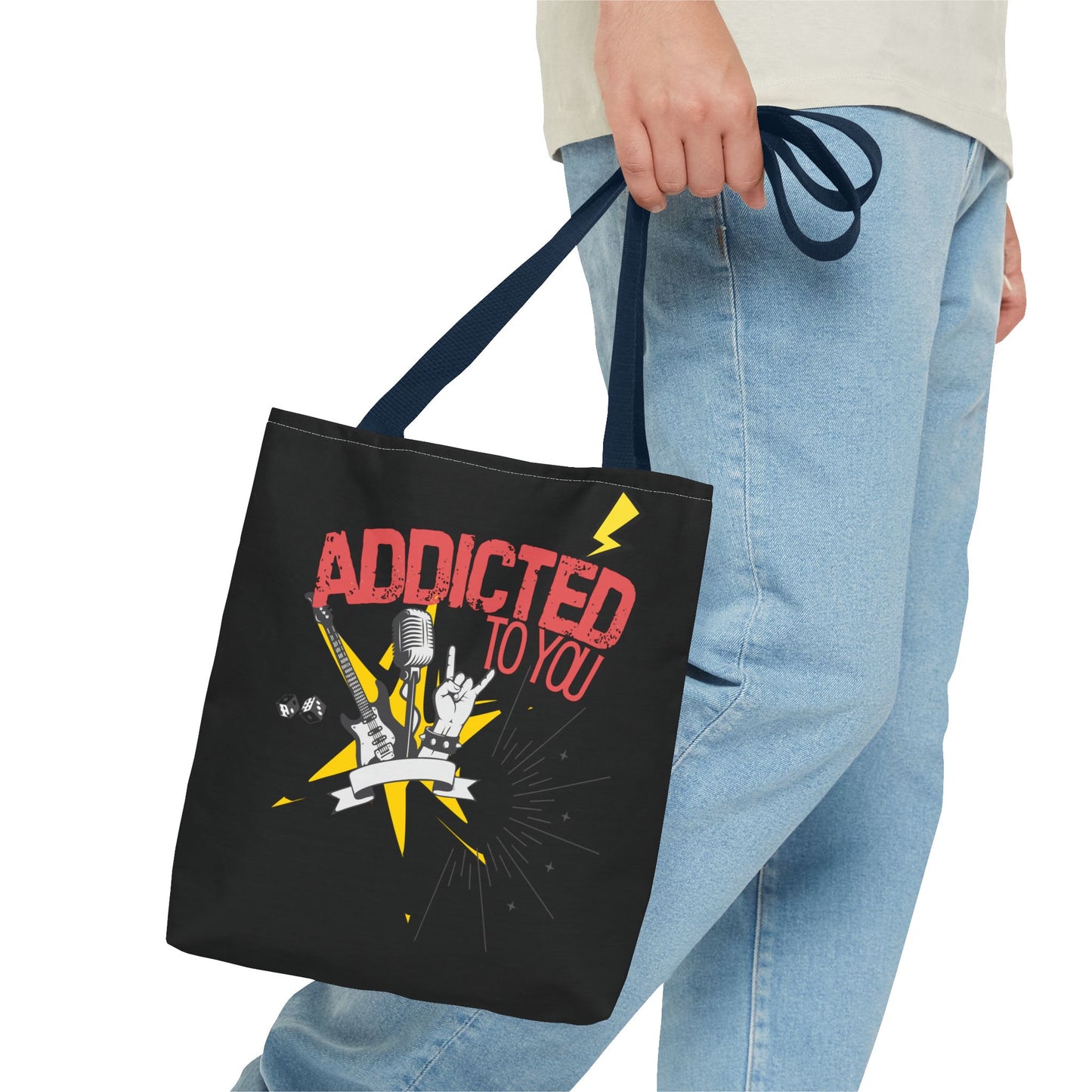 "Addicted to You" – Emotional Baggage Carry-All Tote, Music Lover Gift, Rock & Roll Style, Concert Tote, Gift for Him/Her, Festival Essentials - Mixtape Hearts