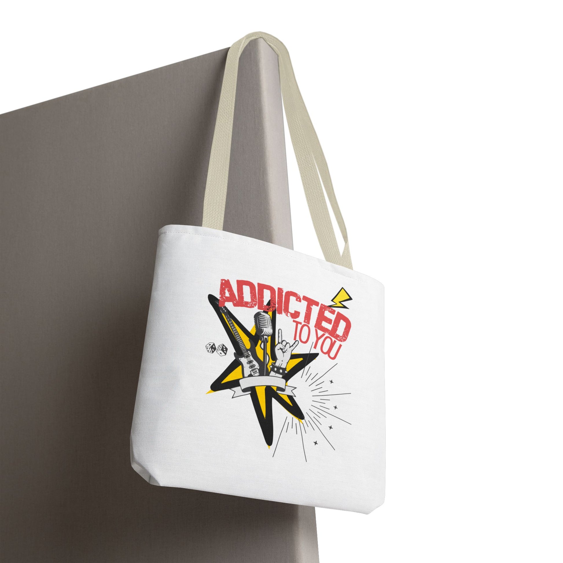 "Addicted to You" – Emotional Baggage Carry-All Tote | Pop Art Style, Gift for Music Lovers, Stylish Canvas Bag for Shopping, Fun Everyday Use, Unique [...] - Mixtape Hearts
