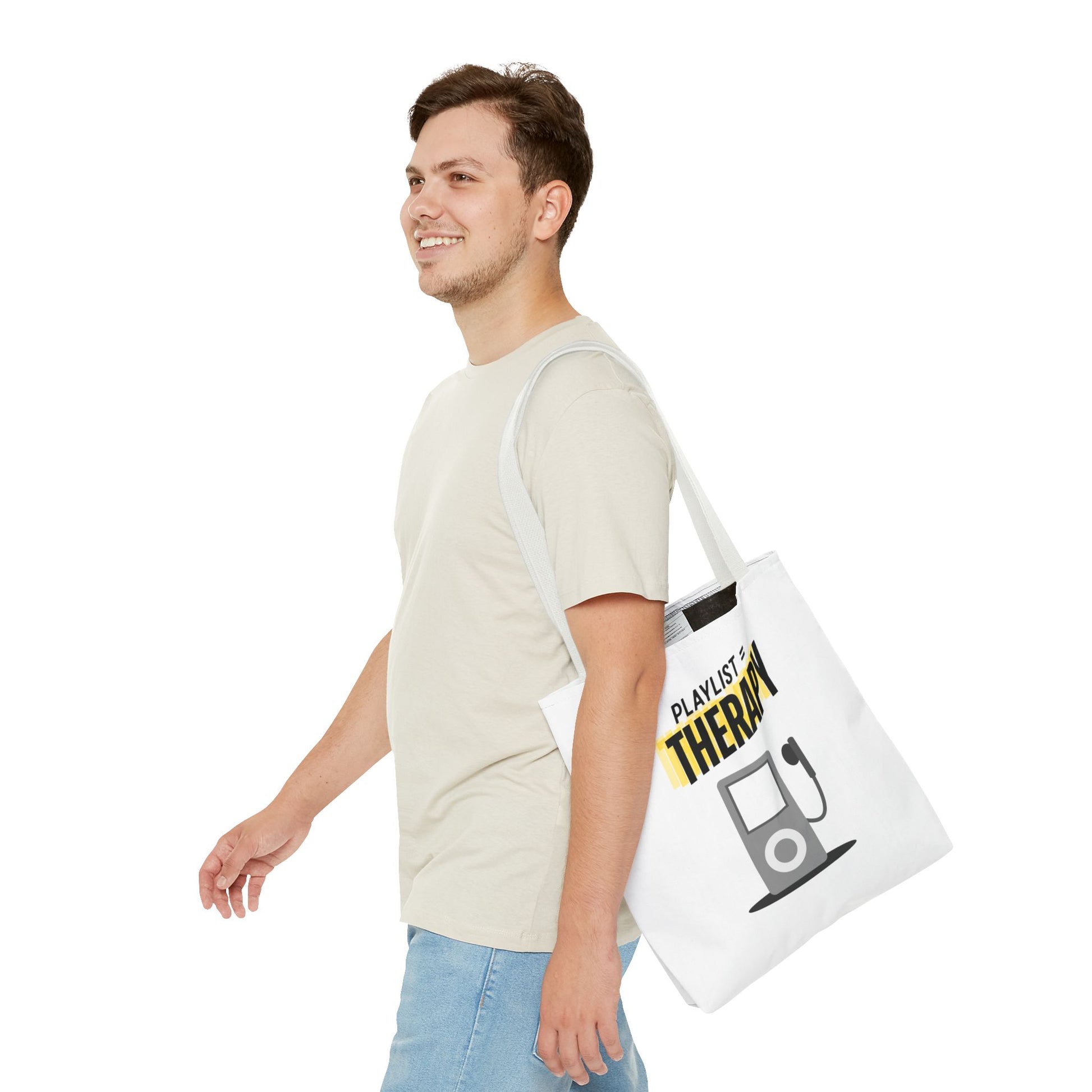 Playlist = Therapy Tote Bag – Nostalgic Music Tote, Cute Tote, Gift for Fangirls, Fan Merchandise, Artsy Bag, AOP Design - Mixtape Hearts