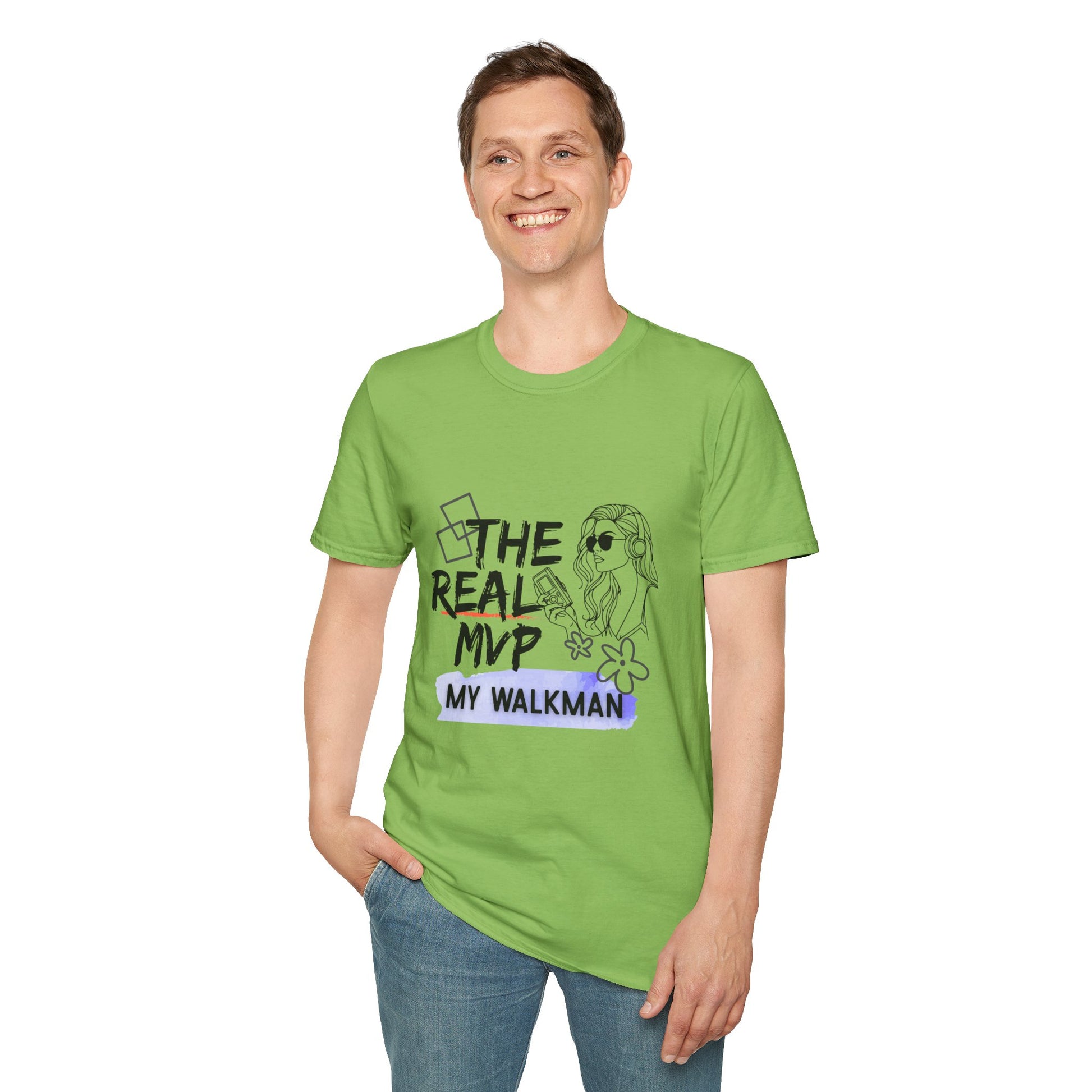The Real MVP: My Walkman – 90s Nostalgia Unisex Tee| Gift for Walkman Fans, Vintage Style Tee, Casual Wear, Concert Outfit, Unisex Apparel - Mixtape Hearts