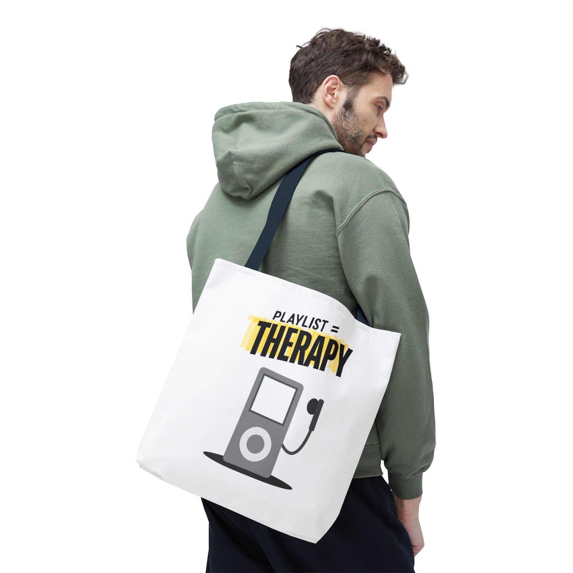 Playlist = Therapy Tote Bag – Nostalgic Music Tote, Cute Tote, Gift for Fangirls, Fan Merchandise, Artsy Bag, AOP Design - Mixtape Hearts