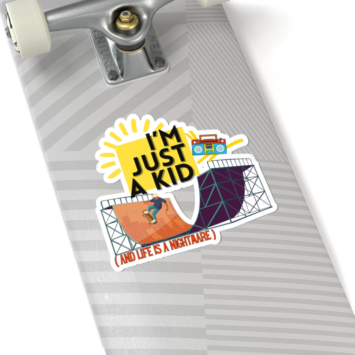 "I’m Just a Kid" Pop Punk Kiss-Cut Sticker - Nostalgic Vibes for Fun Decor, Perfect for Kids, Teens, and Parents, Great for Birthdays, Parties, or School! - Mixtape Hearts