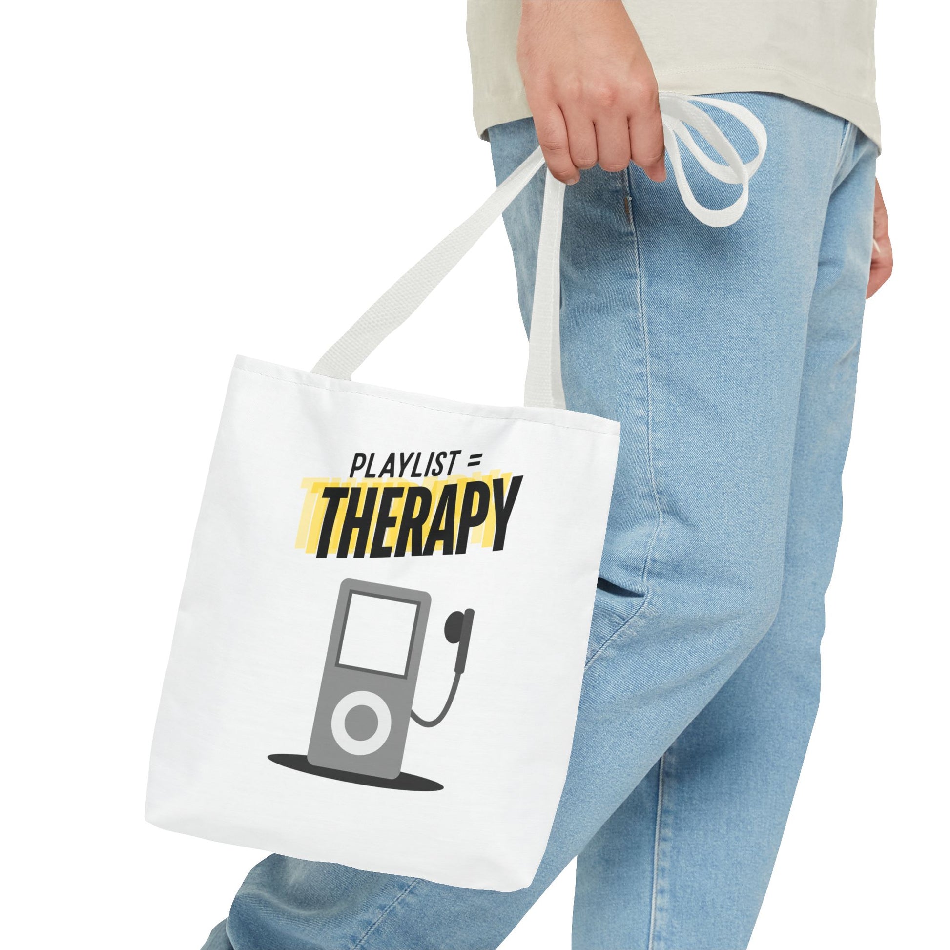 Playlist = Therapy Tote Bag – Nostalgic Music Tote, Cute Tote, Gift for Fangirls, Fan Merchandise, Artsy Bag, AOP Design - Mixtape Hearts
