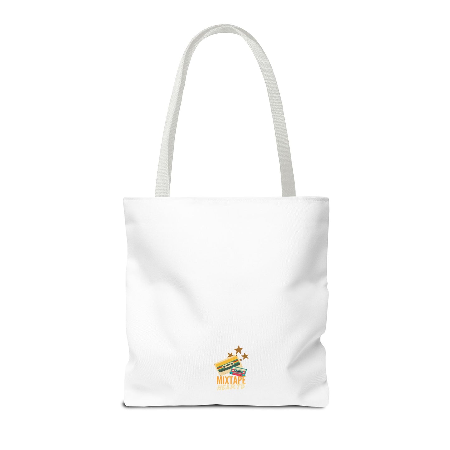 Raised on Boybands & Burnt CDs Tote Bag – Nostalgic Music Tote, Cute Tote, Gift for Fangirls, Fan Merchandise, Artsy Bag, AOP Design - Mixtape Hearts