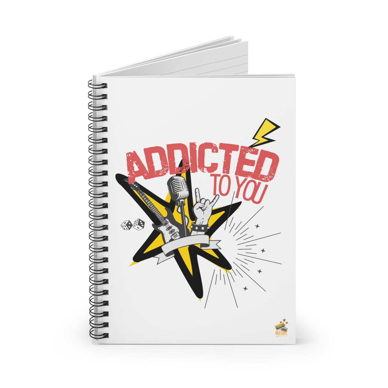 "Addicted to You" – Heartfelt Chaos Journal - Rock Music Journal, Gift for Musicians, School Supplies, Personalized Stationery, Music Lover's Diary - Mixtape Hearts