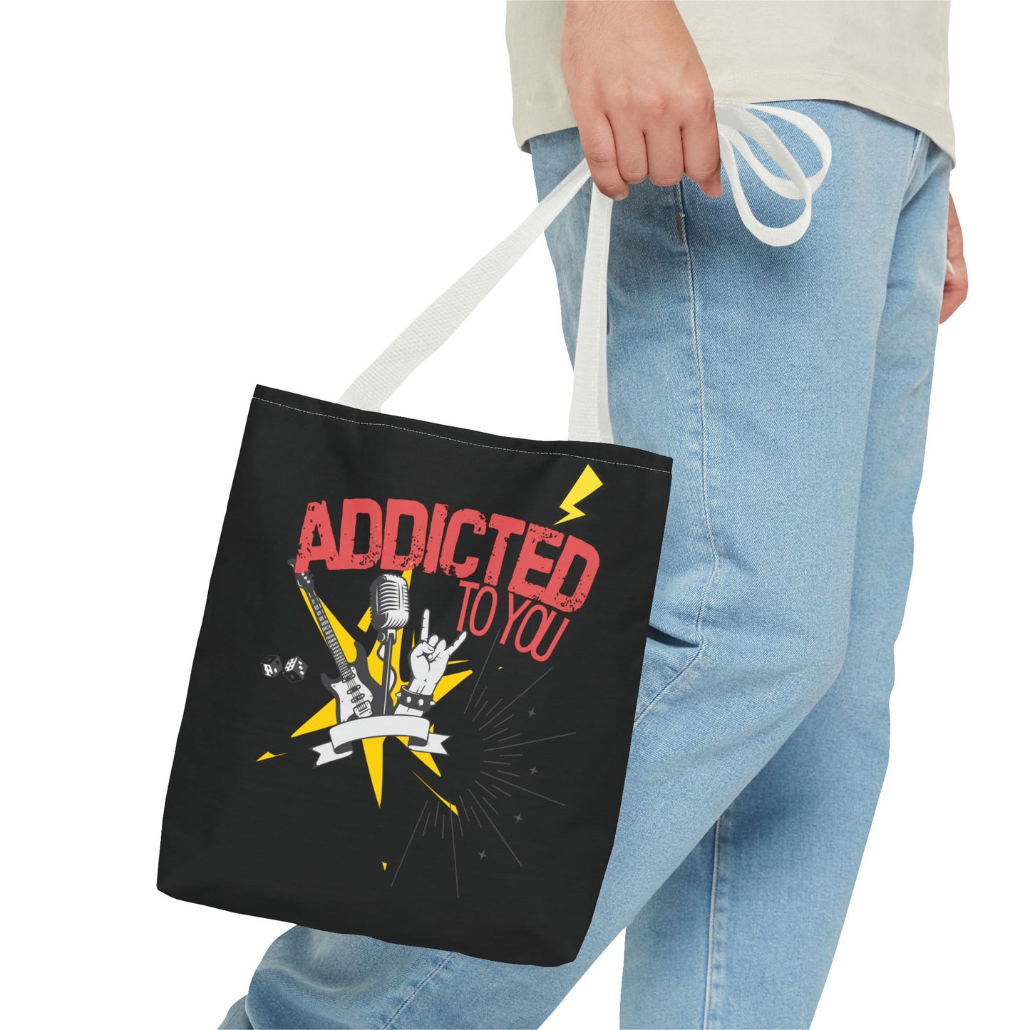 "Addicted to You" – Emotional Baggage Carry-All Tote, Music Lover Gift, Rock & Roll Style, Concert Tote, Gift for Him/Her, Festival Essentials - Mixtape Hearts