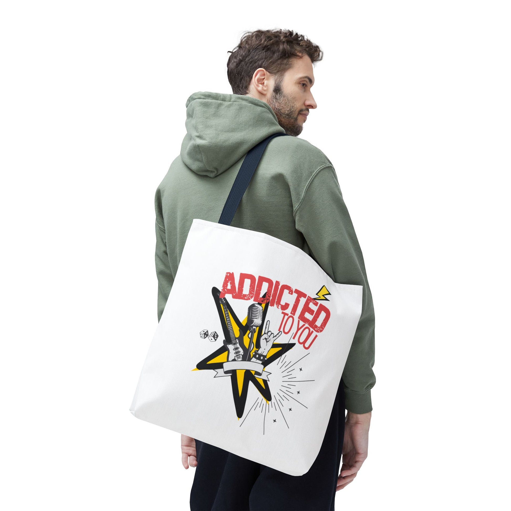 "Addicted to You" – Emotional Baggage Carry-All Tote | Pop Art Style, Gift for Music Lovers, Stylish Canvas Bag for Shopping, Fun Everyday Use, Unique [...] - Mixtape Hearts