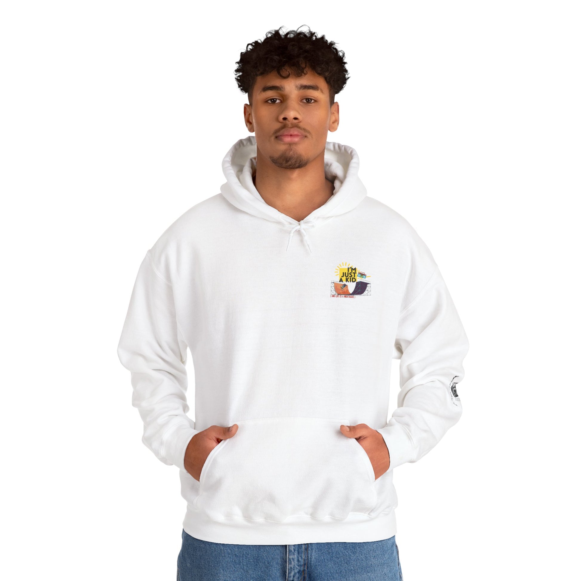 "I’m Just a Kid" Oversized Pop Punk Hoodie - Unisex Heavy Blend™ | Fun Graphic Sweatshirt, Youth Streetwear, Gifts for Boys & Girls, Birthday, Everyday Wear - Mixtape Hearts