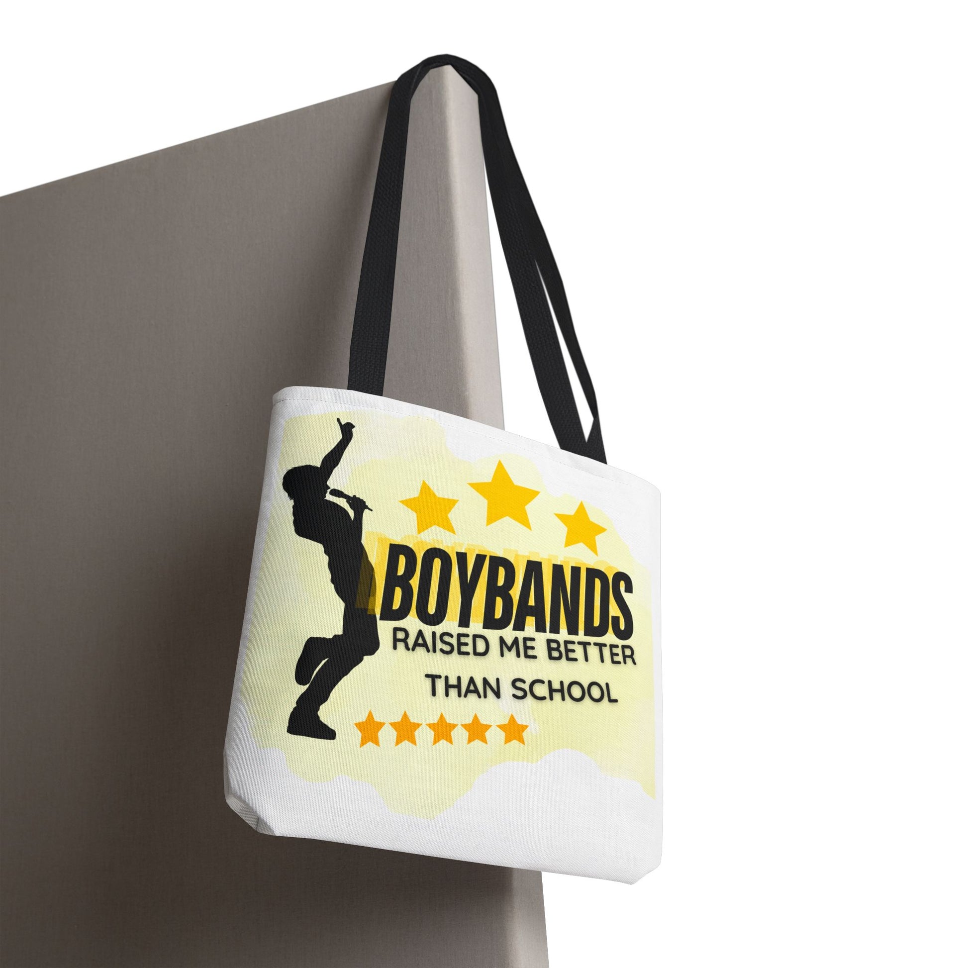 Boybands Raised Me Better Than School – Retro Music Tote, Nostalgic Music Tote, Cute Tote, Gift for Fangirls, Fan Merchandise, Artsy Bag, AOP Design - Mixtape Hearts