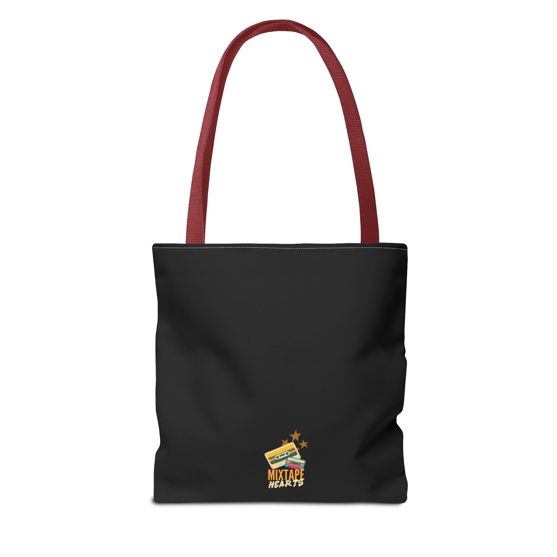 Raised on Boybands & Burnt CDs Tote Bag – Nostalgic Music Tote, Cute Tote, Gift for Fangirls, Fan Merchandise, Artsy Bag, AOP Design - Mixtape Hearts