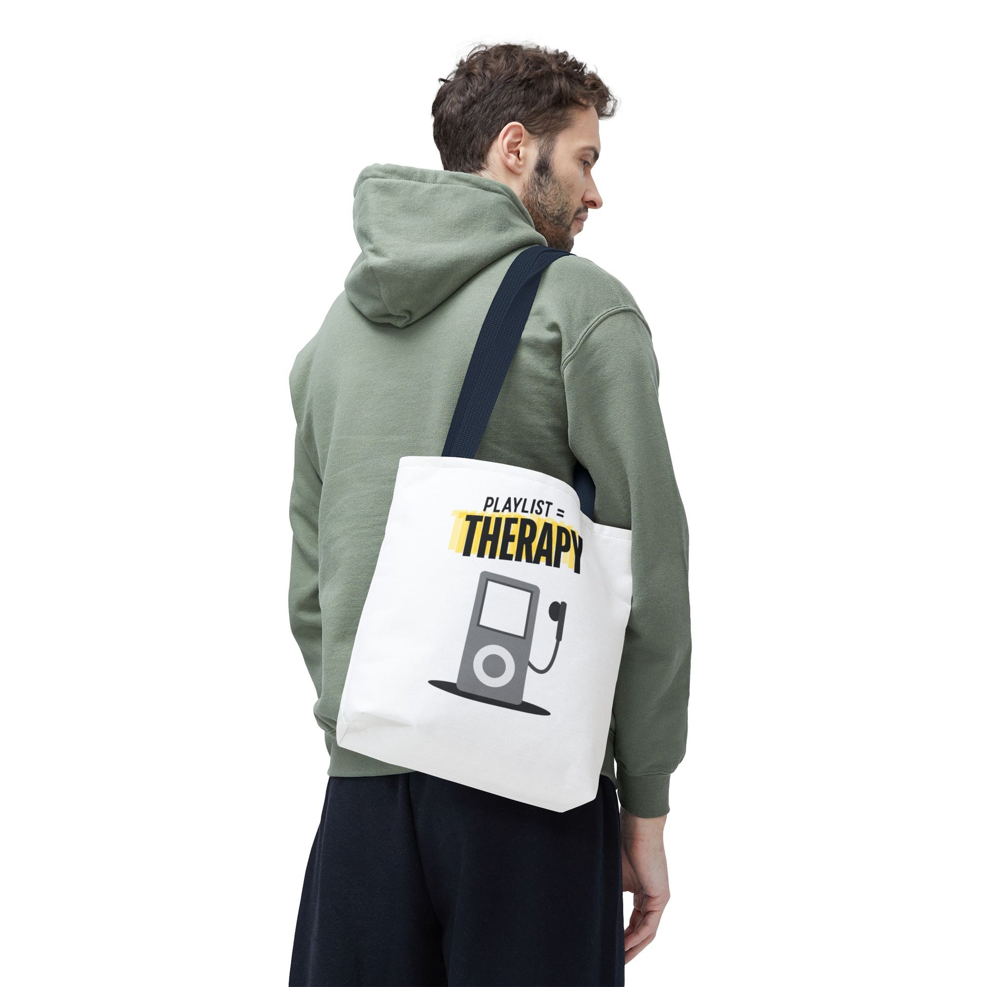 Playlist = Therapy Tote Bag – Nostalgic Music Tote, Cute Tote, Gift for Fangirls, Fan Merchandise, Artsy Bag, AOP Design - Mixtape Hearts