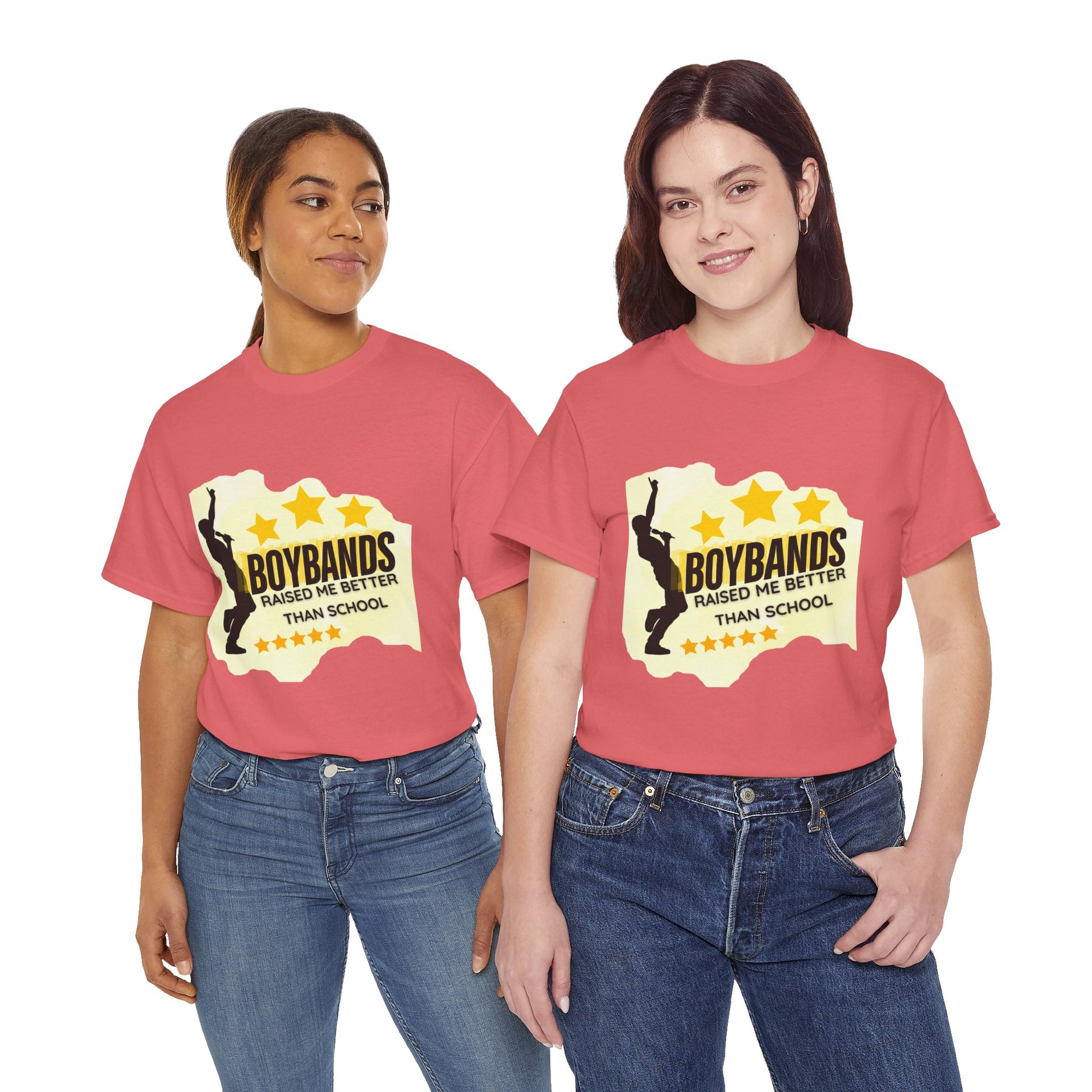 Boybands Raised Me Better Than School – Retro Fan Tee – Retro Pop Music Tee, Casual Tee, Graphic T-Shirt, Gift for Fans, Summer Wear, Everyday Comfort - Mixtape Hearts