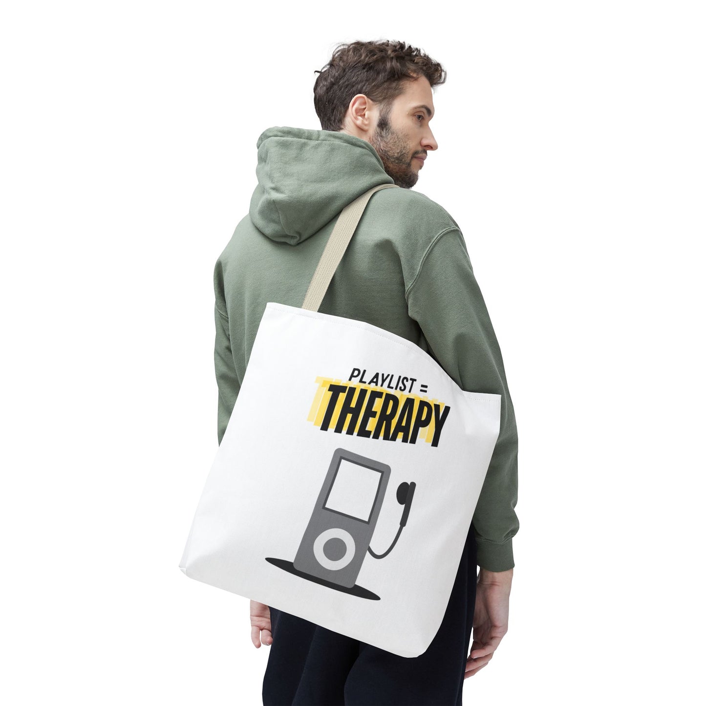Playlist = Therapy Tote Bag – Nostalgic Music Tote, Cute Tote, Gift for Fangirls, Fan Merchandise, Artsy Bag, AOP Design - Mixtape Hearts