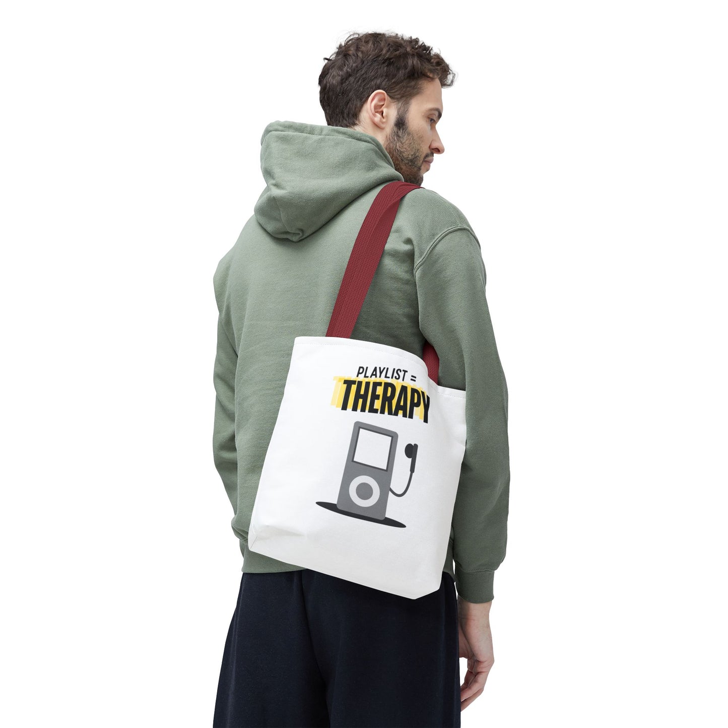 Playlist = Therapy Tote Bag – Nostalgic Music Tote, Cute Tote, Gift for Fangirls, Fan Merchandise, Artsy Bag, AOP Design - Mixtape Hearts