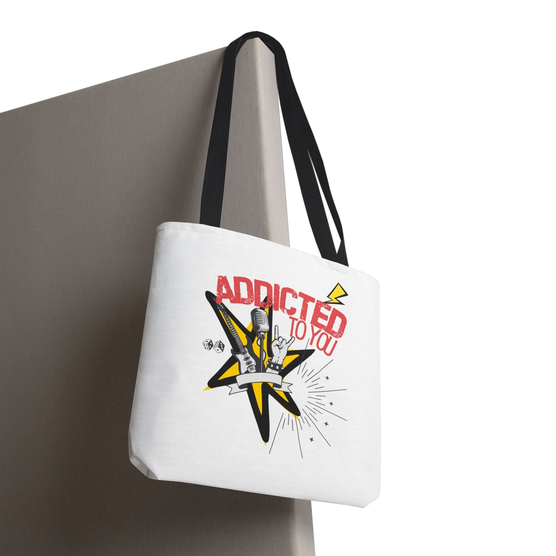 "Addicted to You" – Emotional Baggage Carry-All Tote | Pop Art Style, Gift for Music Lovers, Stylish Canvas Bag for Shopping, Fun Everyday Use, Unique [...] - Mixtape Hearts